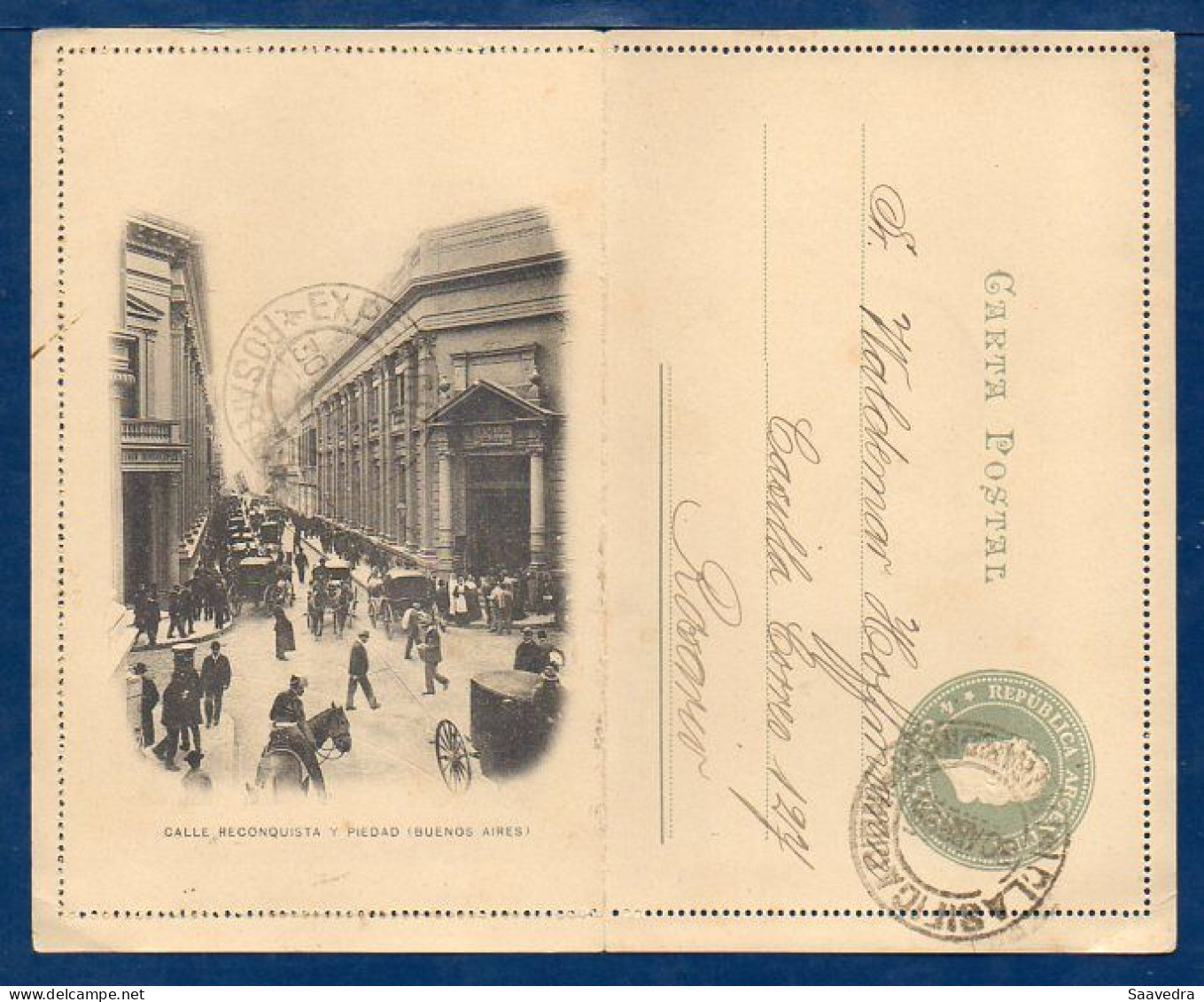 Argentina (Rosario), 1899, Domestic Use, Postal Stationery, Calle Reconquista Y Piedad (Buenos Aires)   (014) - Briefe U. Dokumente