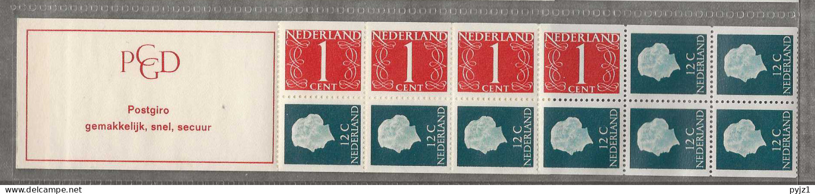 1969 MNH Nederland NVPH PB 8bF - Carnets Et Roulettes