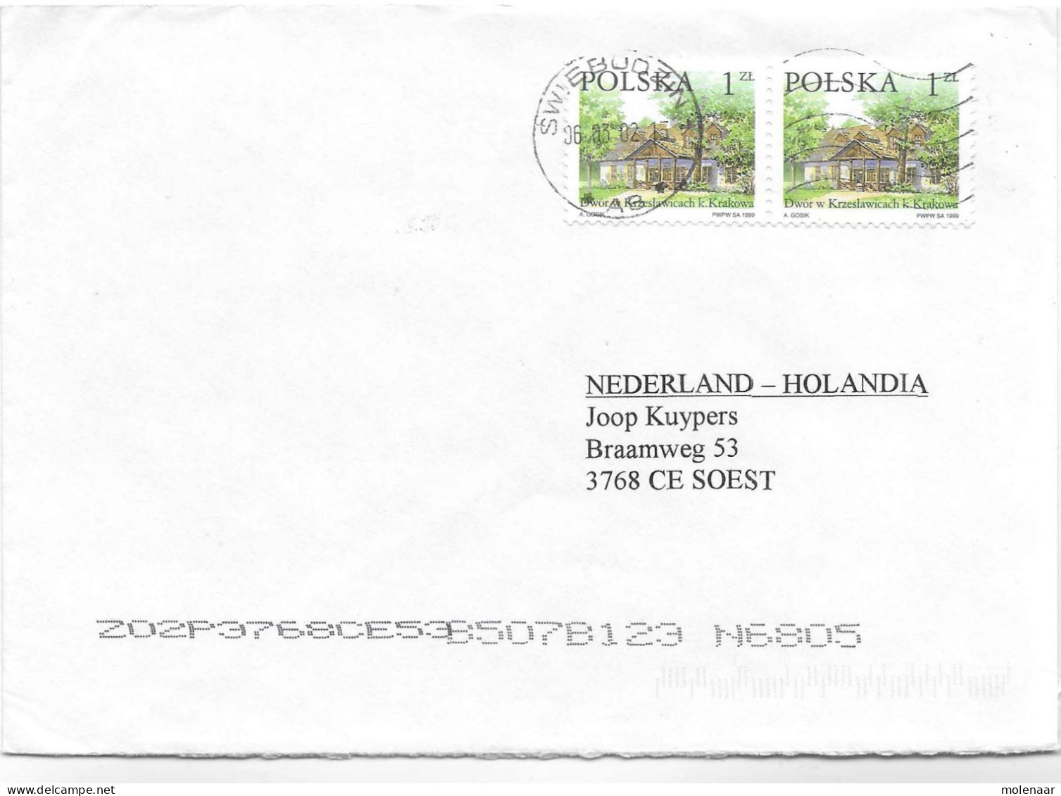 Postzegels > Europa > Polen > 1944-.... Republiek > 2001-10 > Brief Met 2 Postzegels (17138) - Cartas & Documentos