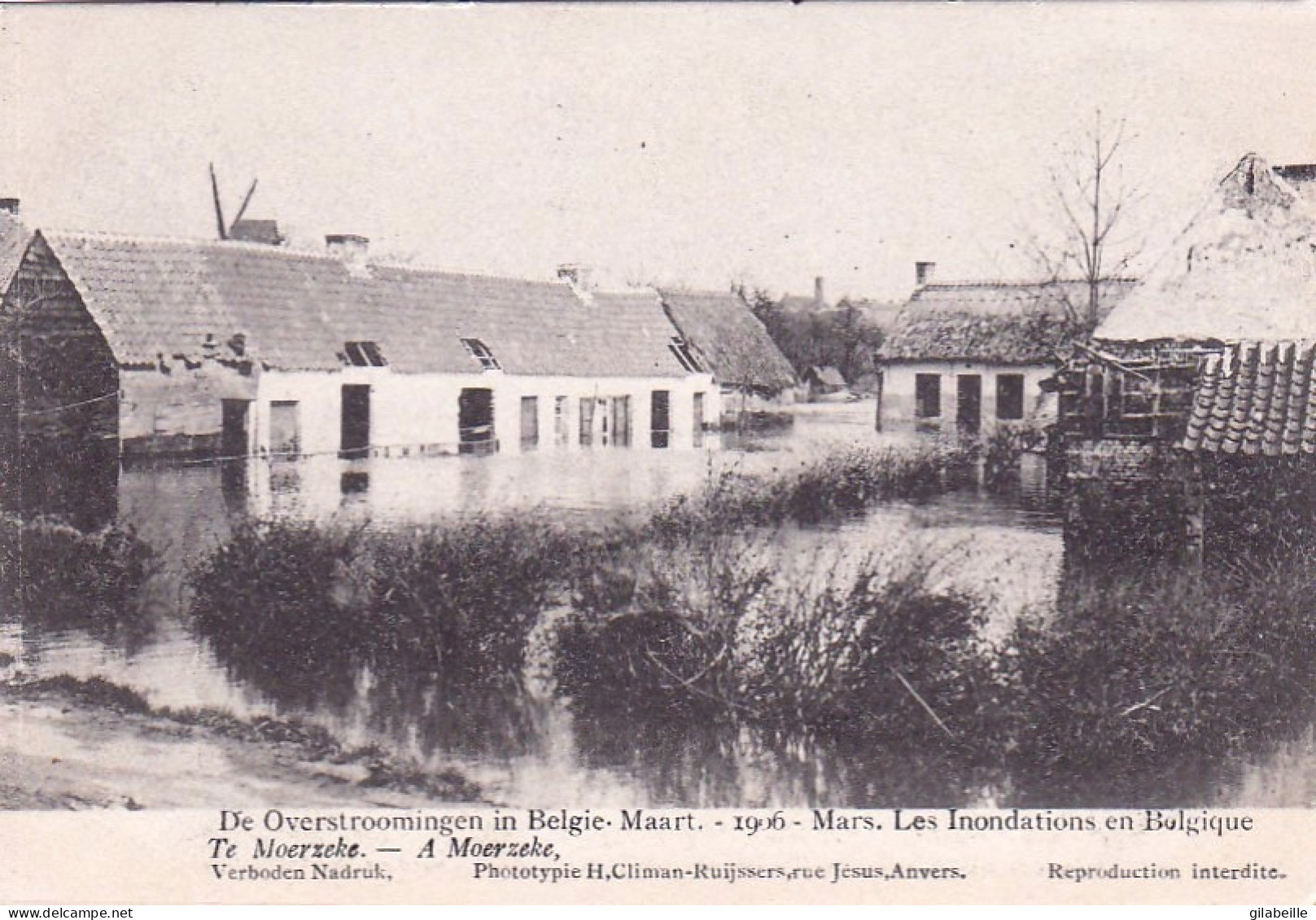 Belgique - Flandre Orientale - MOERZEKE - Inondations De Mars 1906 - Overstroomingen - Hamme