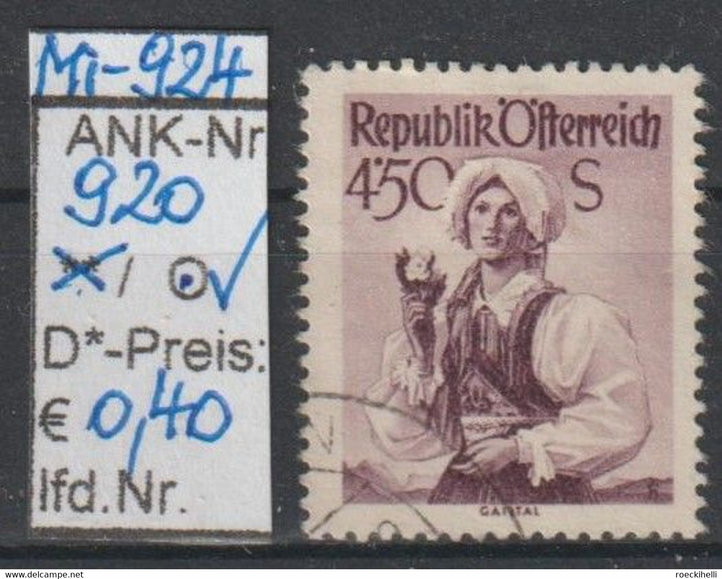 1951 - ÖSTERREICH - FM/DM "Österr. Volkstrachten"  4,50 S Violett -  O Gestempelt - S. Scan  (920o    At) - Used Stamps
