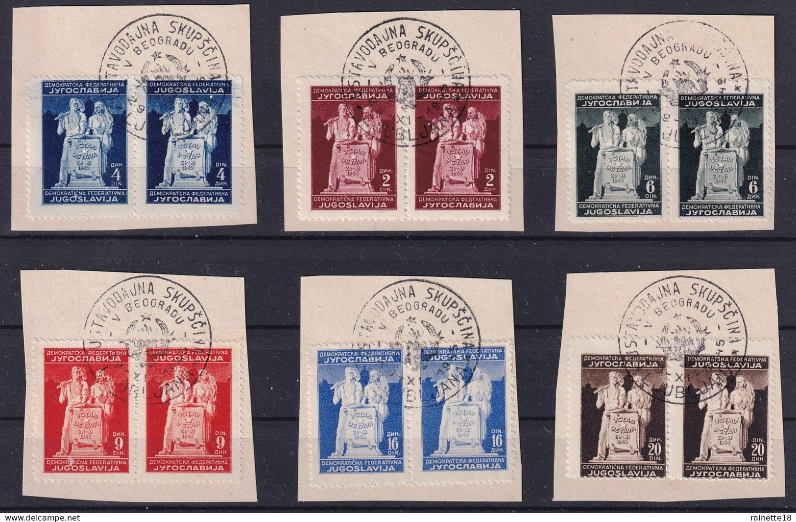 Yougoslavie        434/439A Et 434/439B  Oblitérés Se Tenant Sur Fragments - Used Stamps