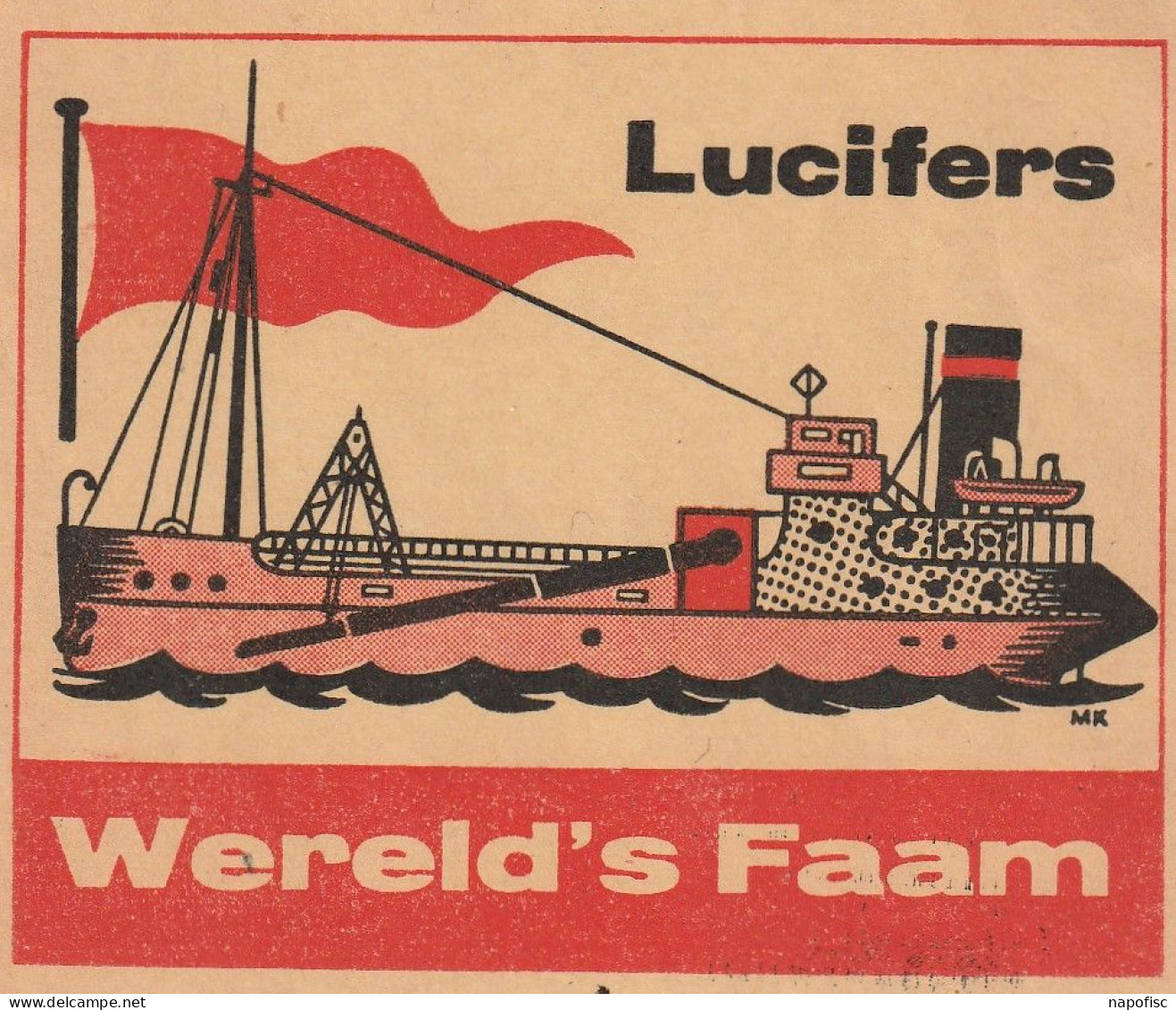 112-Luciferetiket Etiquettes Allumettes Match Label Wereld's Faam - Nederland