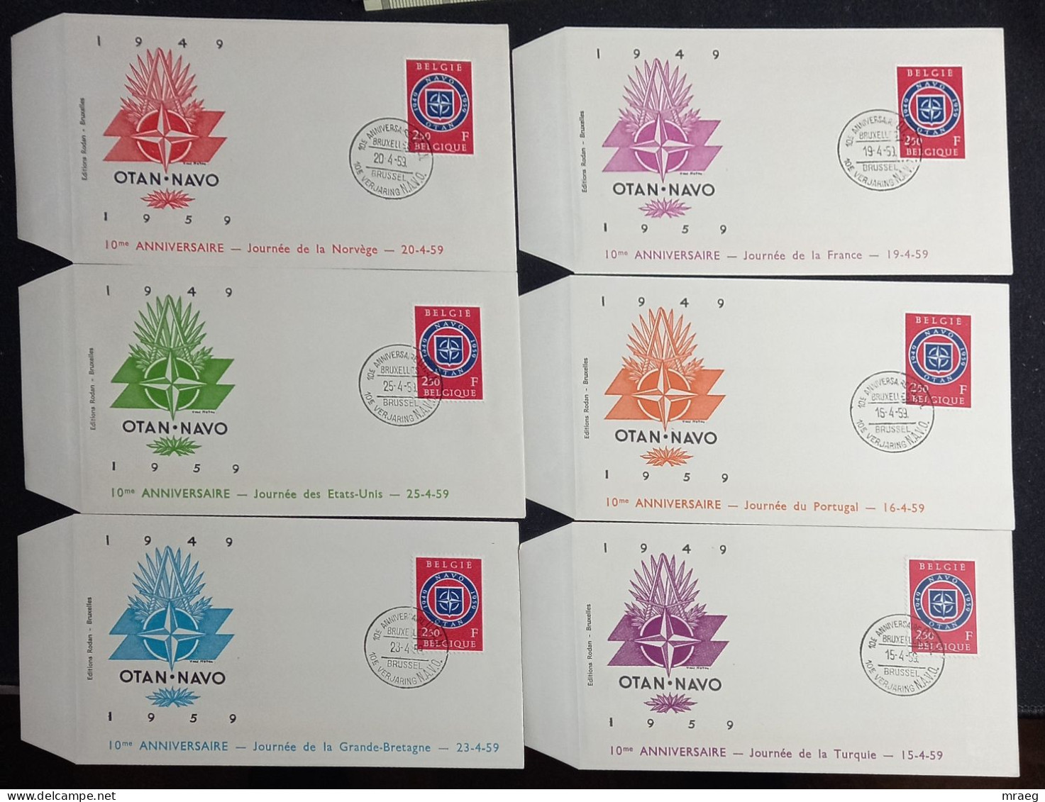 BELGIUM 1959 The 10th Anniversary Of NATO FDC Covers SET 12 Covers Together. - Brieven En Documenten