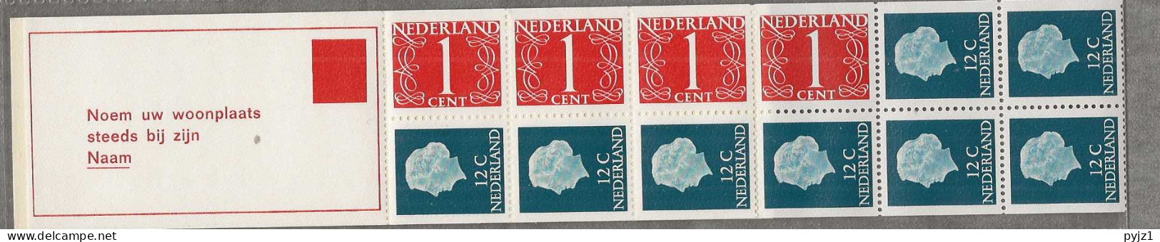 1969 MNH Nederland NVPH PB 8c - Postzegelboekjes En Roltandingzegels