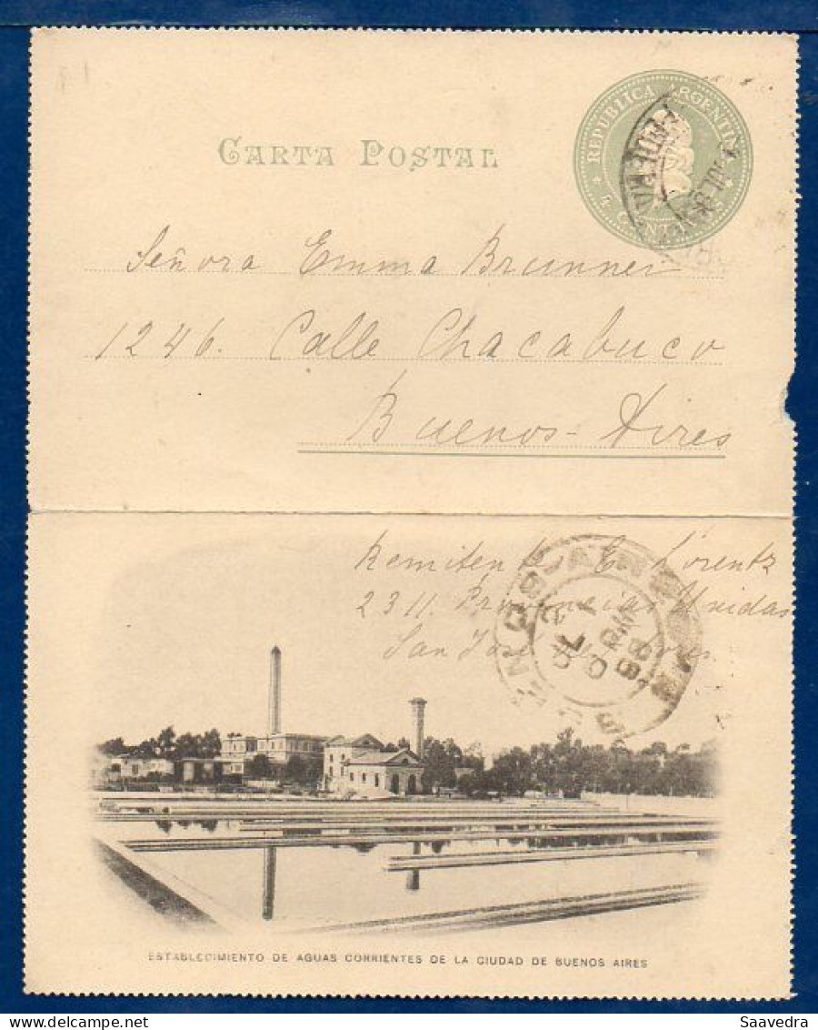 Argentina, 1898, Domestic Use Postal Stationery, Establecimiento Aguas Corrientes   (089) - Covers & Documents