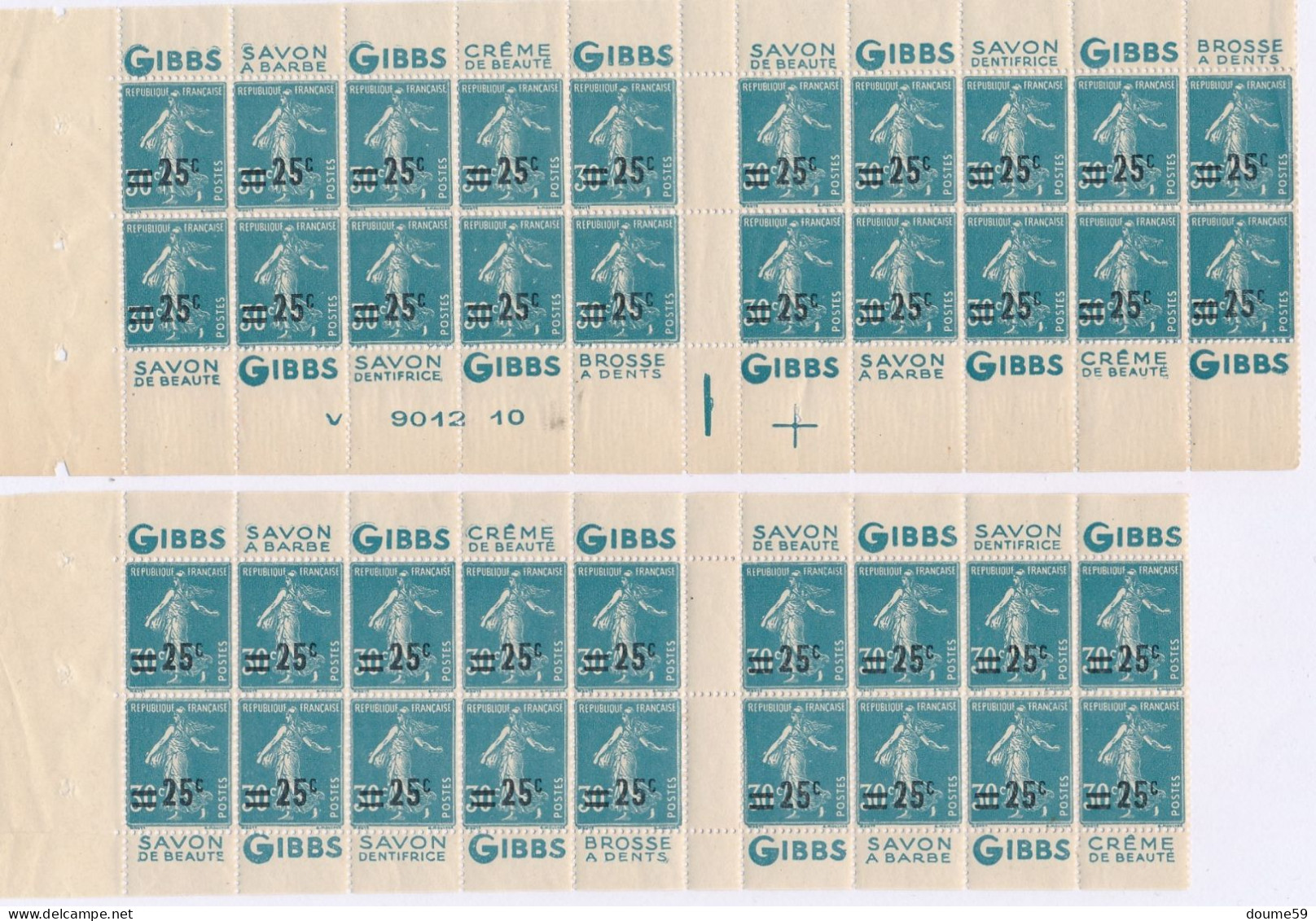 AC-278: FRANCE:  N°217C2** Bloc De 20 +217b** (18 En Bloc) - Unused Stamps