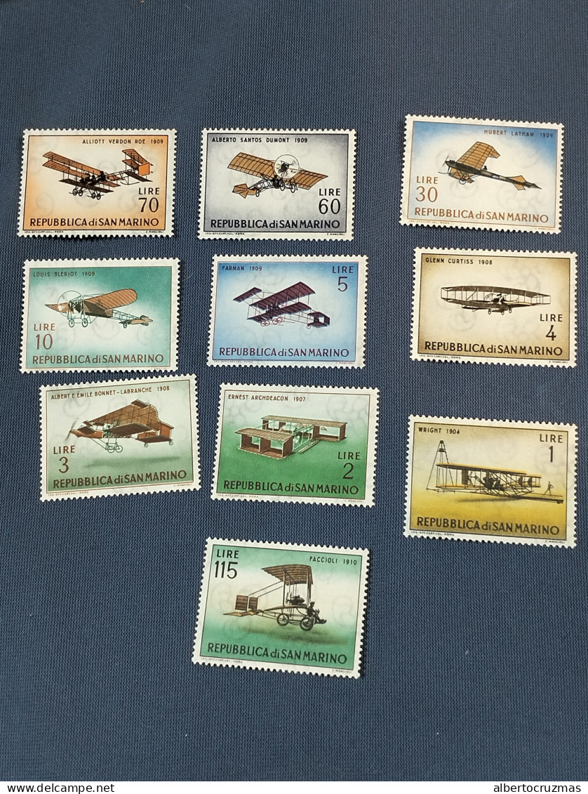 San Marino  SELLOS  Historia De Aviones  Yvert 542/1  Serie Completa   Año 1962  Sellos Nuevos *** - Unused Stamps