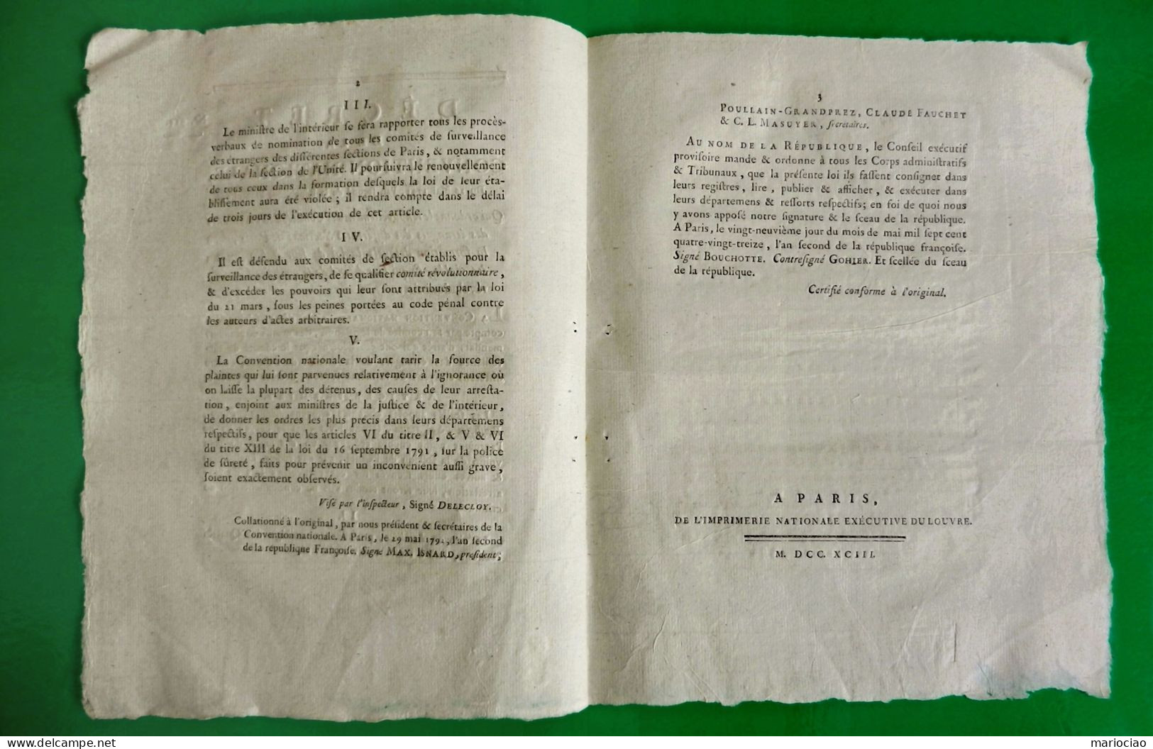 D-FR Révolution 1793 Renouvellement Des Comités De Surveillance Des étrangers - Historische Dokumente