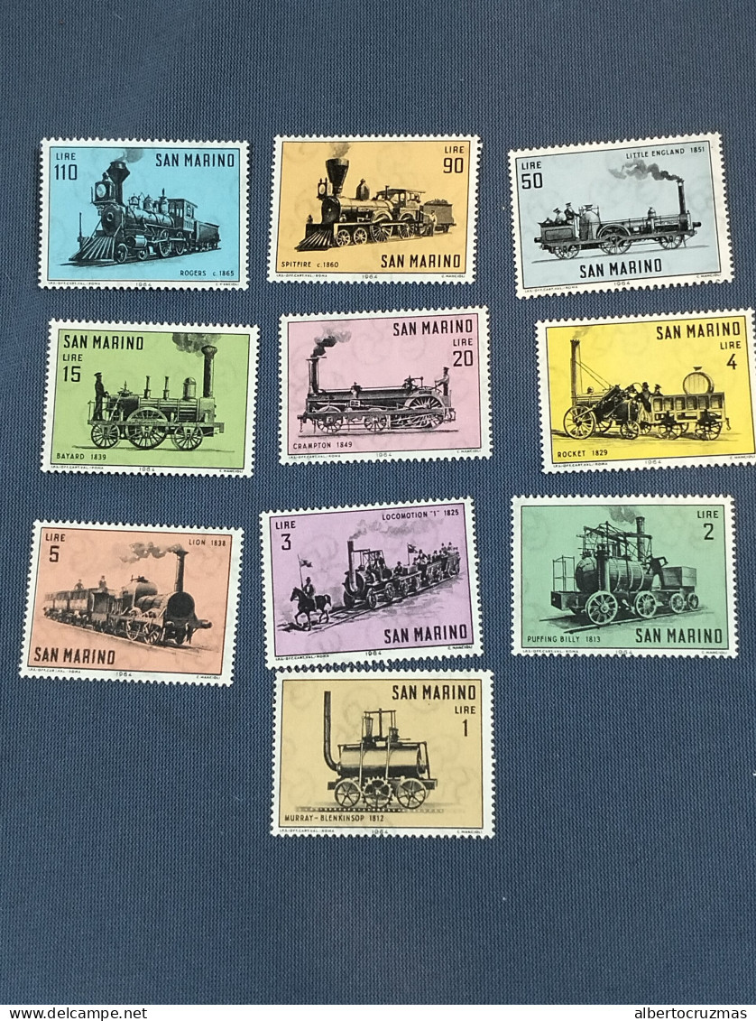 San Marino  SELLOS  Trenes   Yvert 627/6 Serie Completa   Año 1964 Hb  Sellos Nuevos *** - Unused Stamps