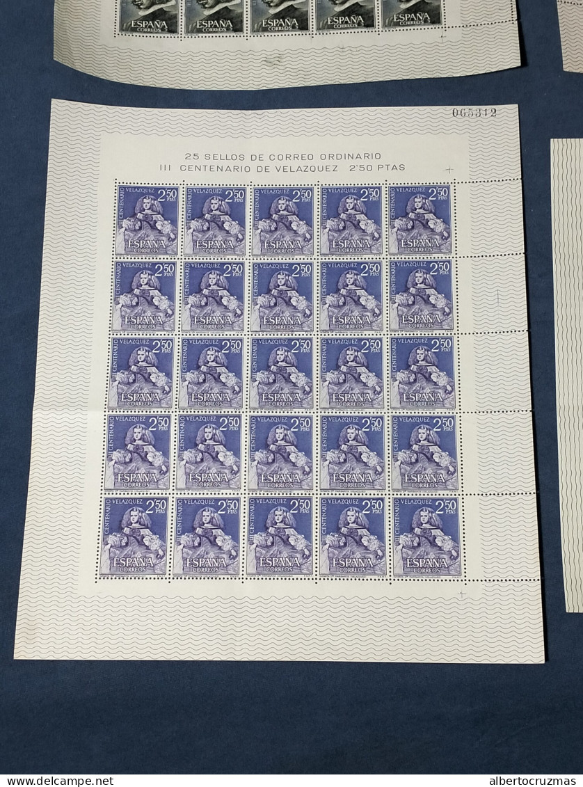 España Lote 100  Sellos Velazquez  Edifil 1340/3  Hoja Pliego Año 1961 Sellos Nuevos * MH/MNH *** - Unused Stamps