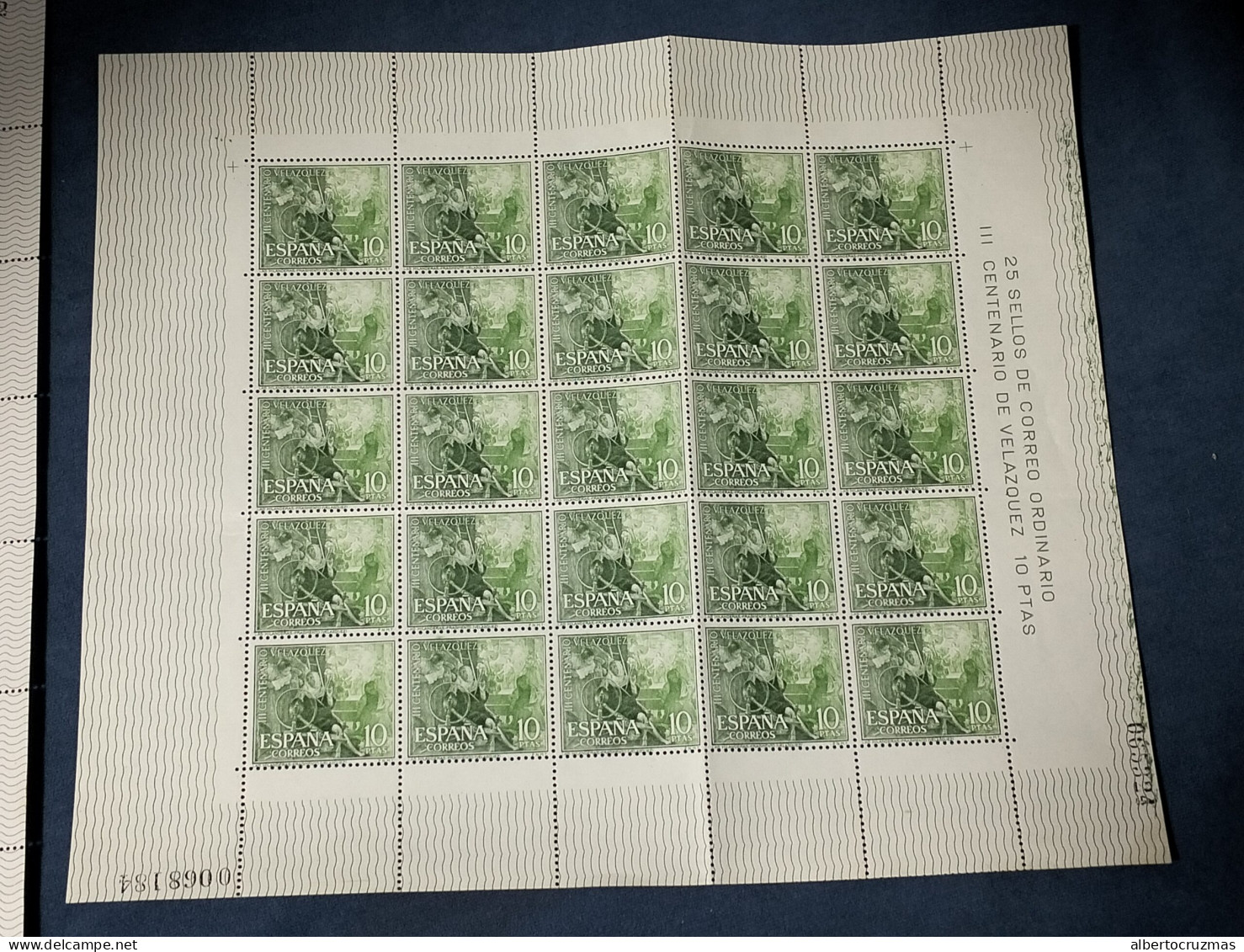 España Lote 100  Sellos Velazquez  Edifil 1340/3  Hoja Pliego Año 1961 Sellos Nuevos * MH/MNH *** - Unused Stamps