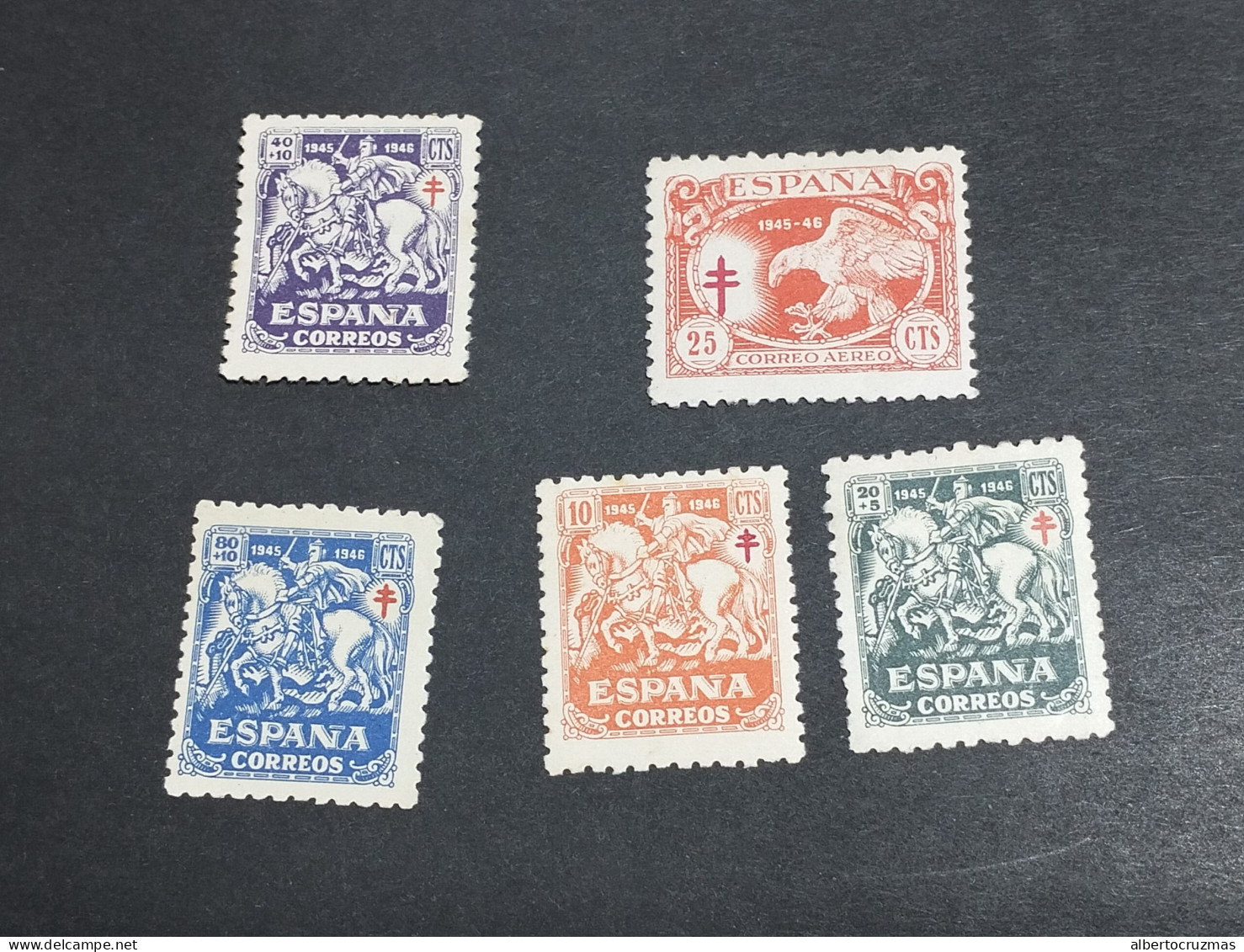 España SELLOS Protuberculos Cruz De Lorena Carmin Edifil 993/7 SELLOS Año 1945 Sellos Nuevos* - Unused Stamps