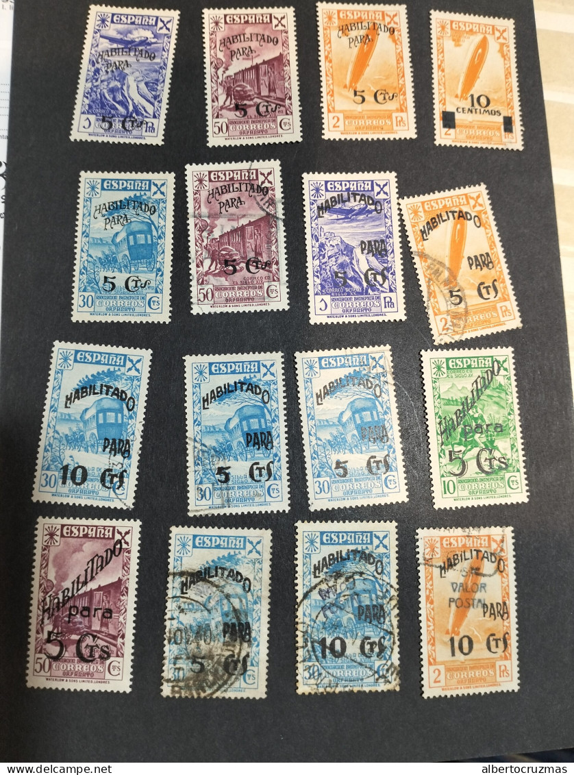 España Lote 16 SELLOS Beneficiencia Habilitados  SELLOS Año 1940 Sellos Nuevos*/usados - Unused Stamps