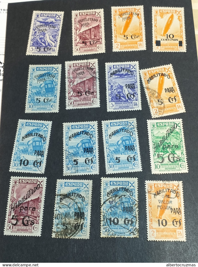 España Lote 16 SELLOS Beneficiencia Habilitados  SELLOS Año 1940 Sellos Nuevos*/usados - Unused Stamps