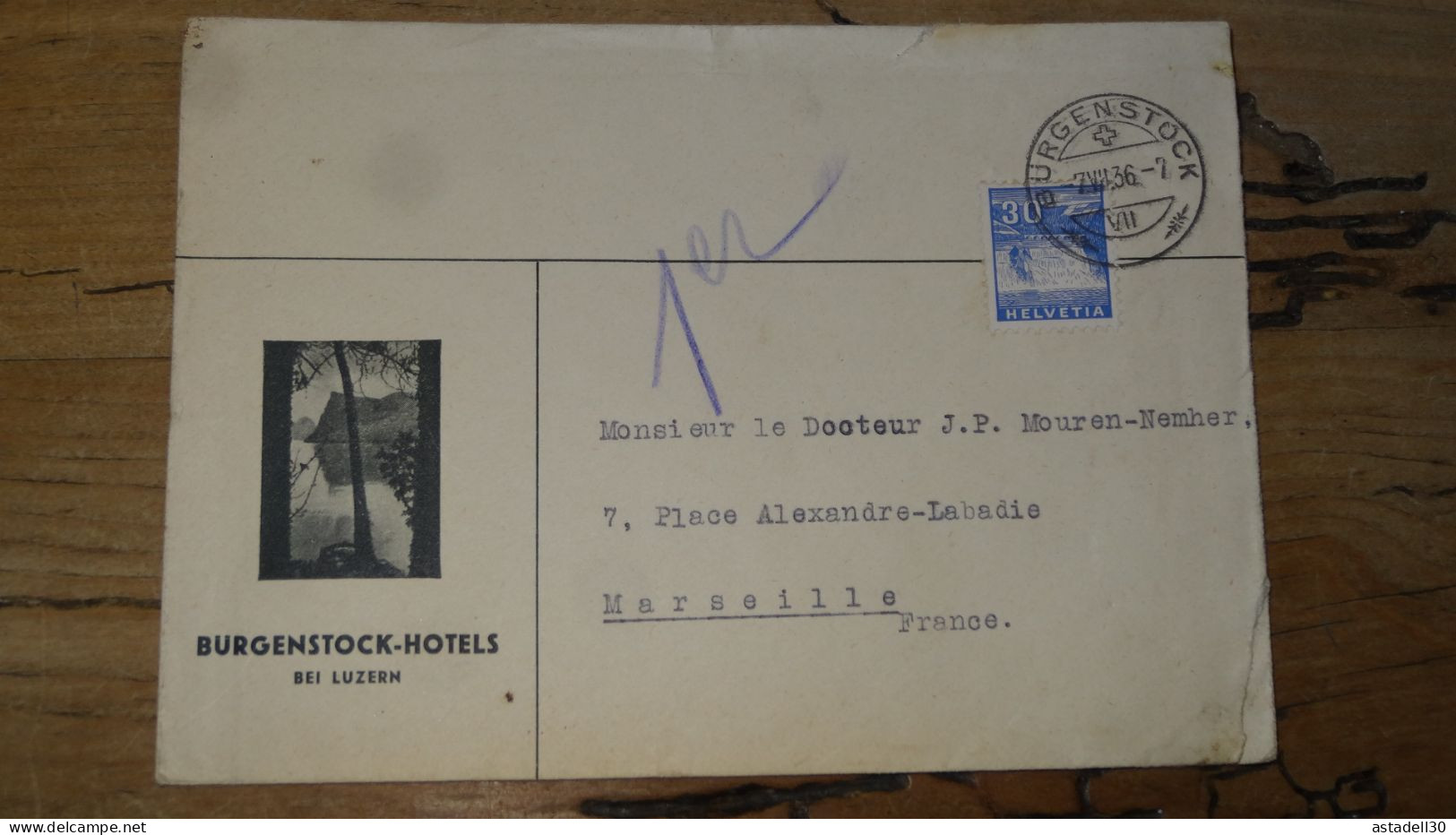 Enveloppe SUISSE, Burgenstock 1936 ............ Boite1 .............. 240424-269 - Briefe U. Dokumente