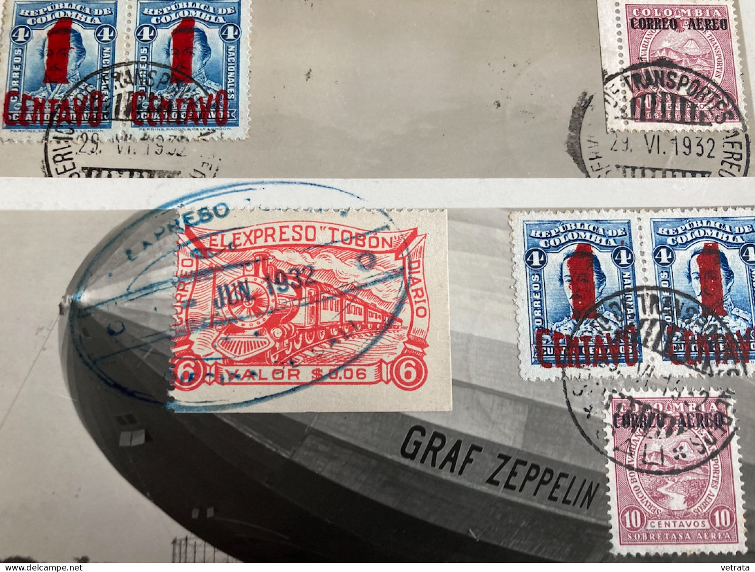 2 Cartes Postales (Dornier Riesenflugzeug  / Luftschiff « Graf Zeppelin ») De Bogota (Primer Correo Aero Transversal Ent - Airships