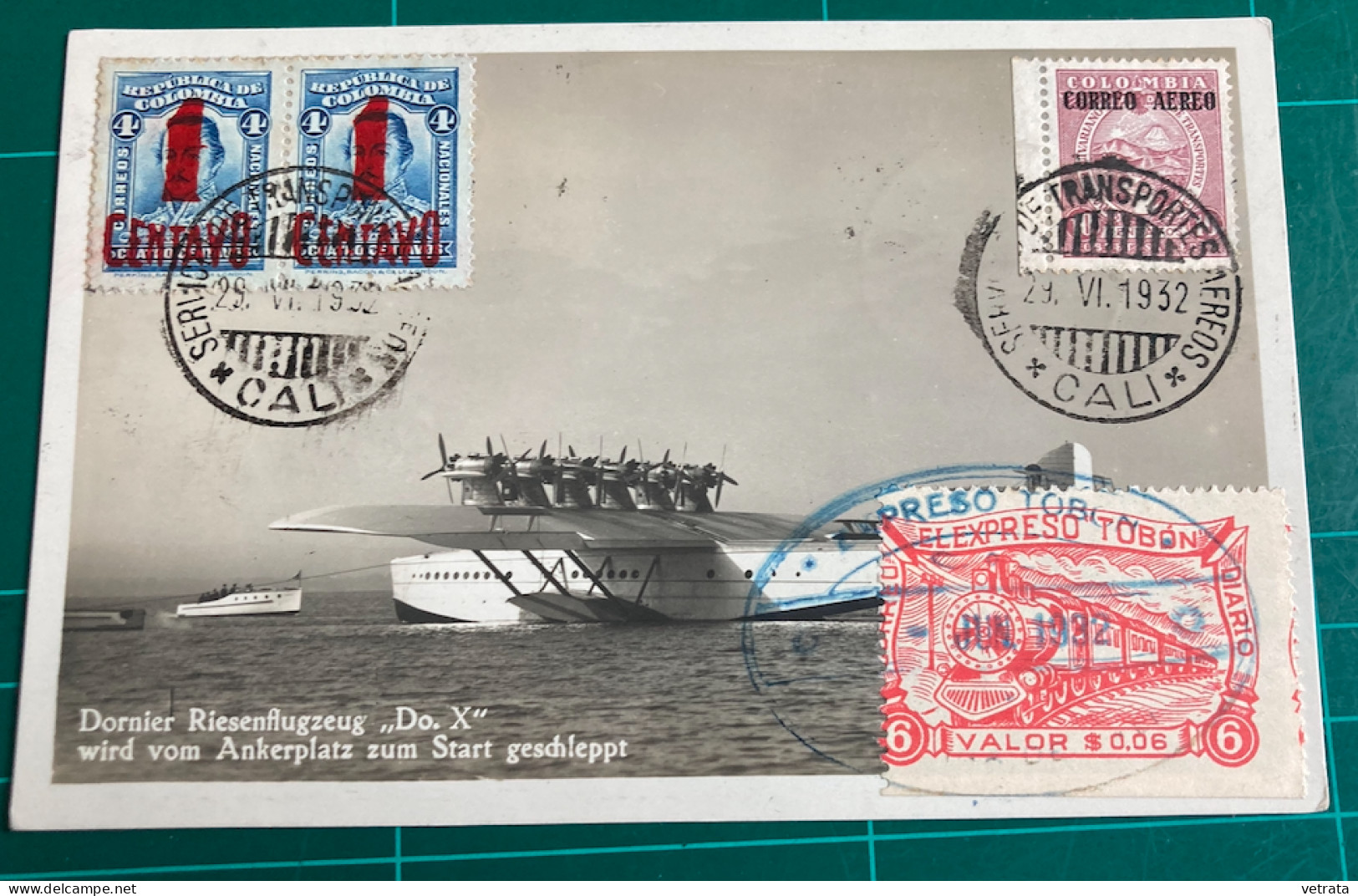 2 Cartes Postales (Dornier Riesenflugzeug  / Luftschiff « Graf Zeppelin ») De Bogota (Primer Correo Aero Transversal Ent - Airships