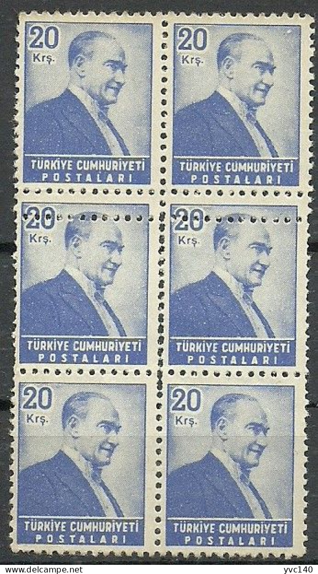 Turkey; 1955 Regular Stamp 20 K. ERROR "Double Perf." - Unused Stamps