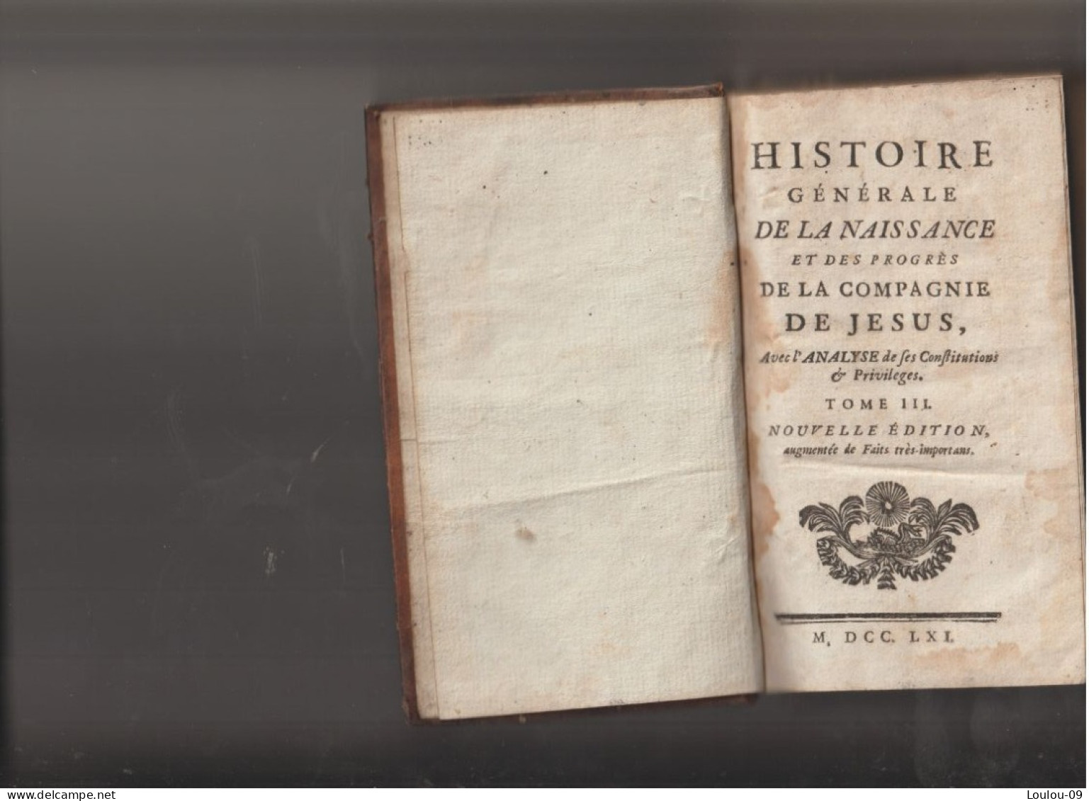 Histoire Générale De La Cie.de Jésus-tome  III-1761-(400pages) - 1701-1800