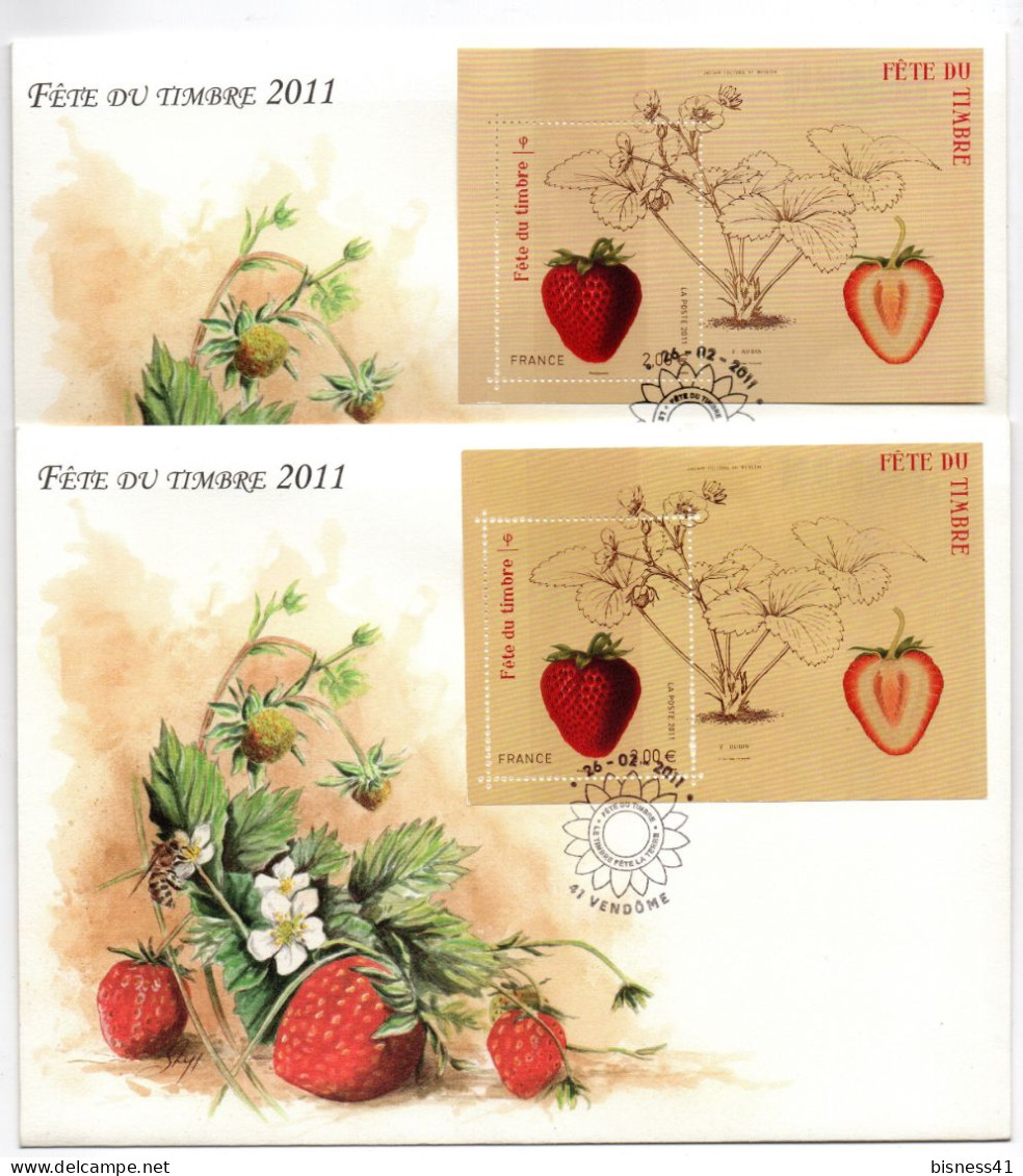 Col38 Variété 2011 Blocs F4535 Fraise Fête Du Timbre Deux Teinte + Décalage Voir Description - Usados