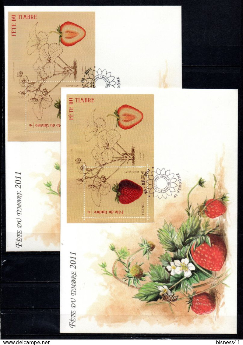 Col38 Variété 2011 Blocs F4535 Fraise Fête Du Timbre Deux Teinte + Décalage Voir Description - Used Stamps