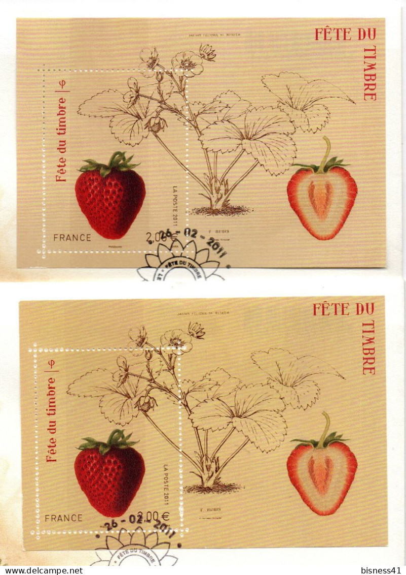 Col38 Variété 2011 Blocs F4535 Fraise Fête Du Timbre Deux Teinte + Décalage Voir Description - Usados