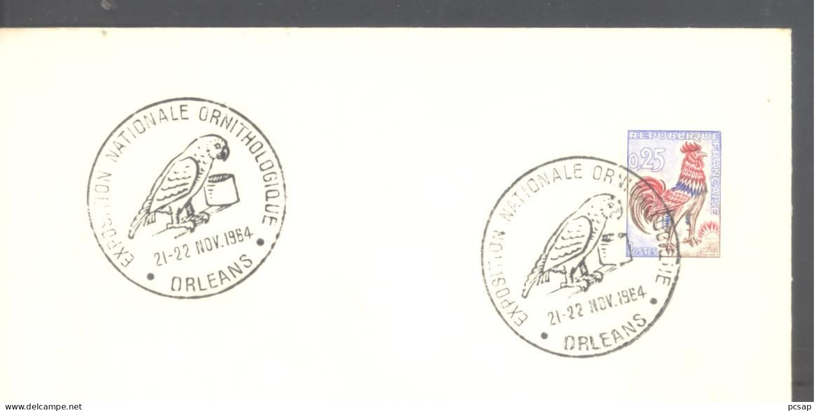 ORLEANS (Exposition Internationale Ornithologique 21-22 Nov. 1964) (sur Enveloppe Entière) - Matasellos Conmemorativos