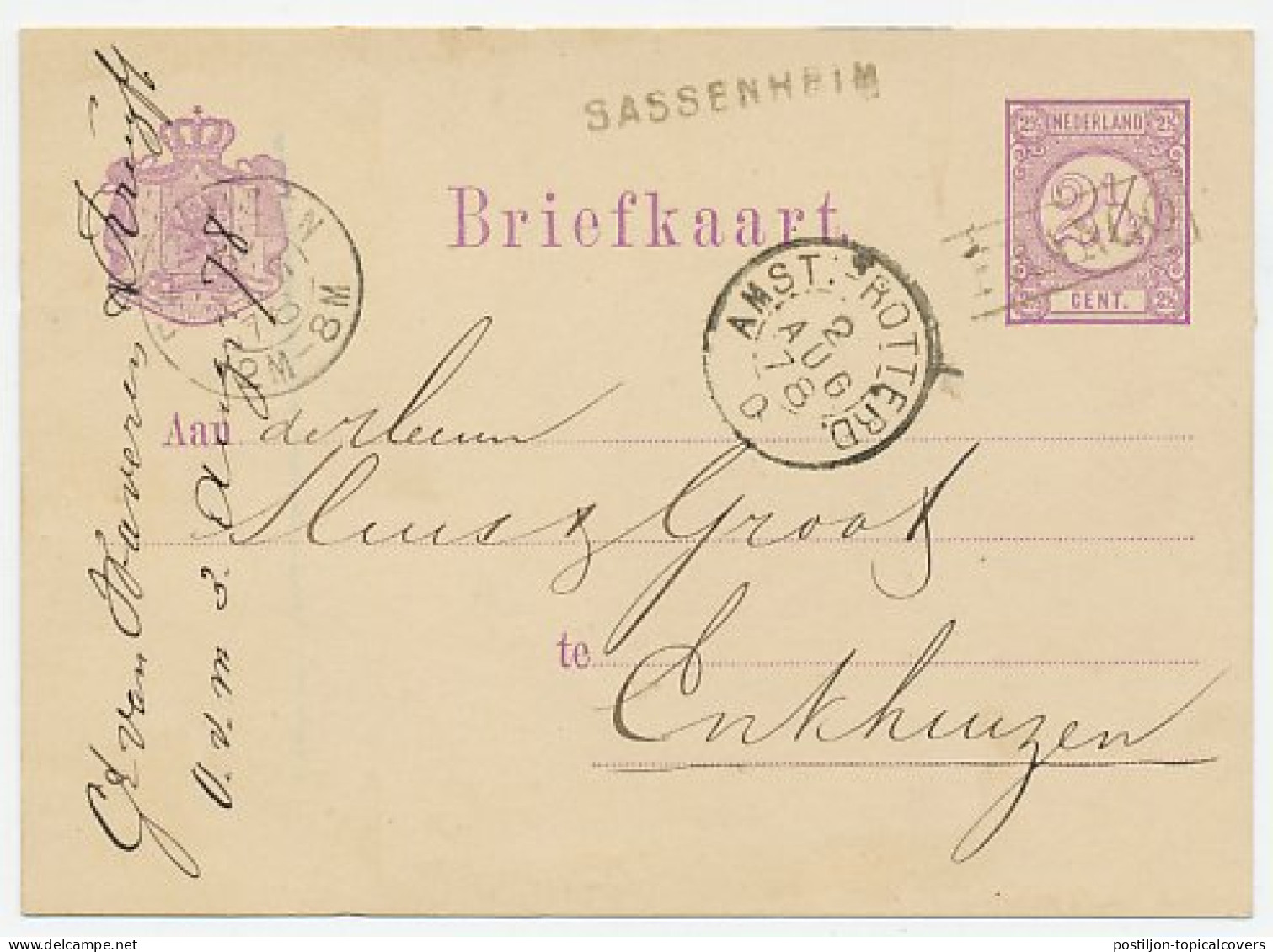 Trein Kleinrondstempel : Amsterdam - Rotterdam D 1878 - Covers & Documents