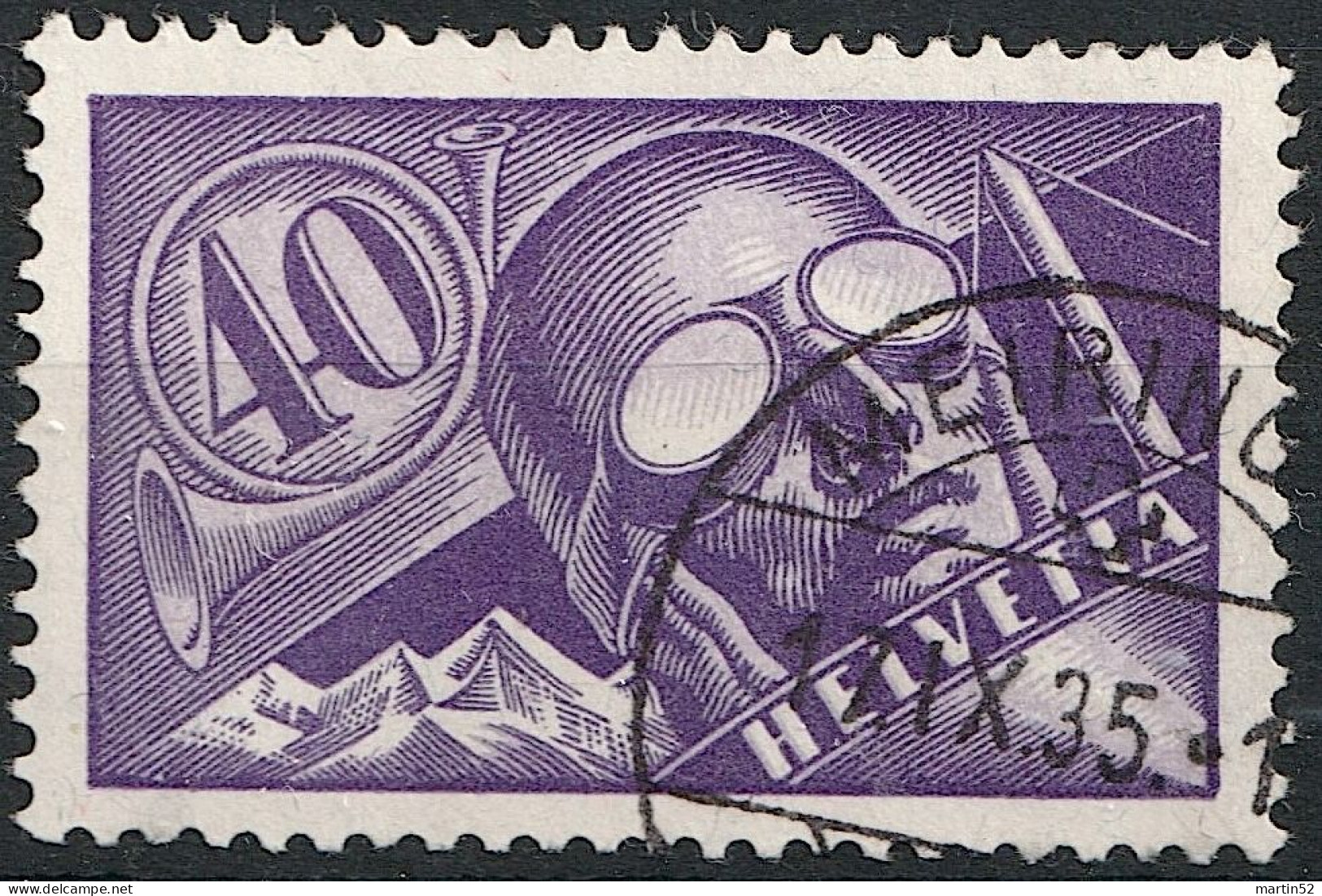 Schweiz Suisse 1923: Pilot / Aviateur  (40) Zu Flug 7 Mi 182 Yv PA 7 Mit Voll-⊙  MEIRINGEN 17.IX.35 (Zu CHF 85.00) - Used Stamps