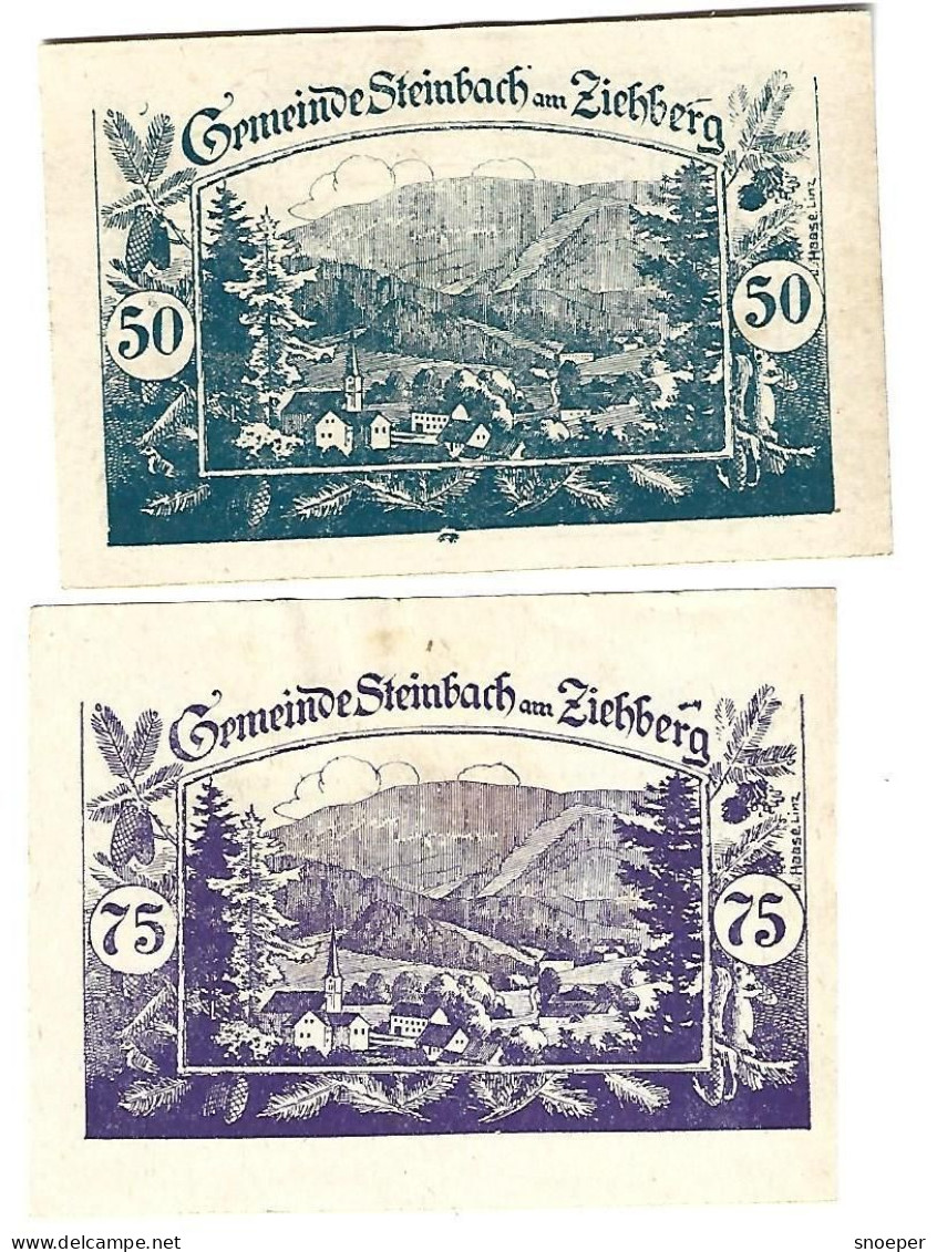 **Austria Notgeld Steinbach Am Ziehberg  50+75 Heller 1024b Cat Val 2 Euro - Oesterreich