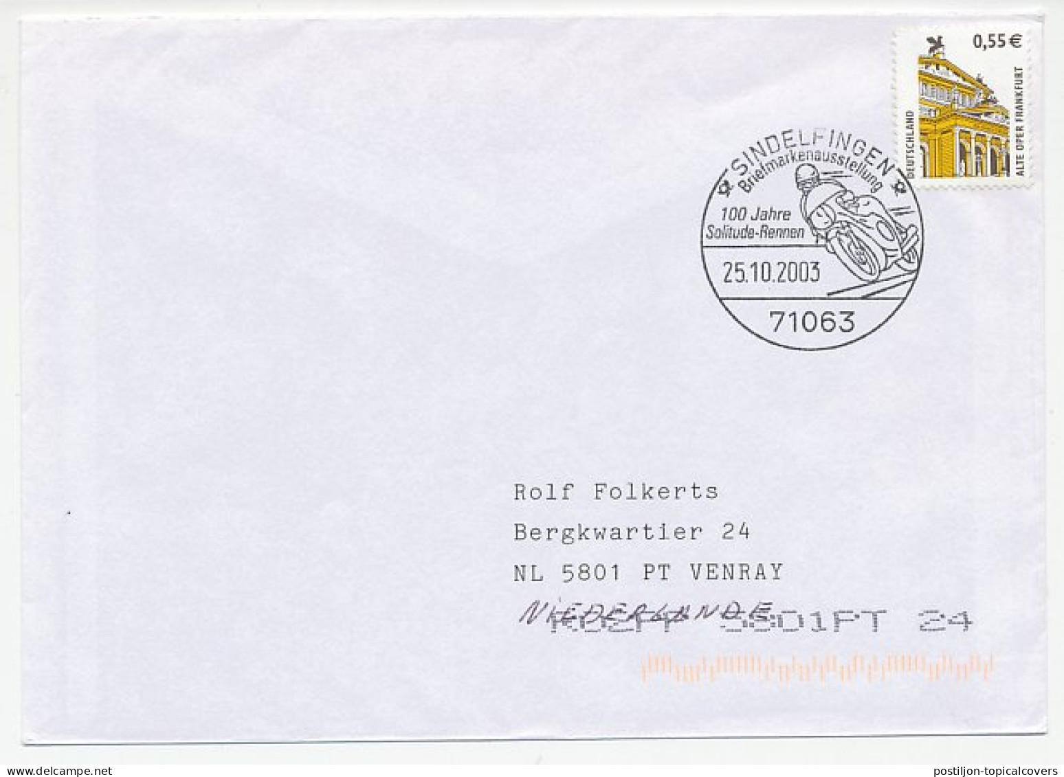 Cover / Postmark Germany 2003 Motor Race - Motos