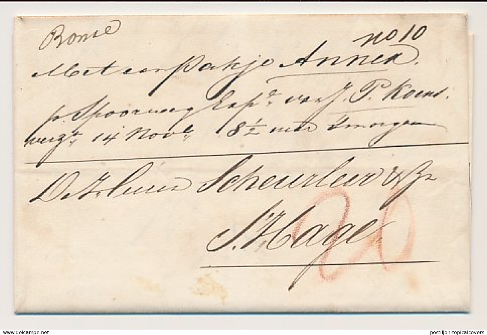 Treinbrief Amsterdam - S Gravenhage 1844 - Spoorweg Exp. Koens - Lettres & Documents
