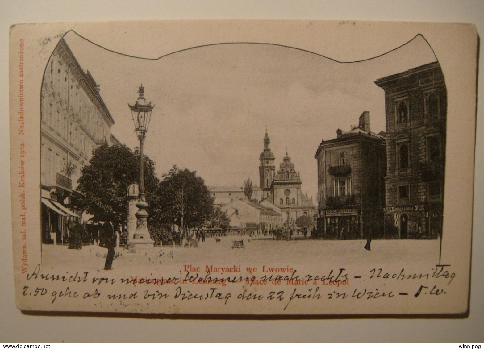 Lwow.Lemberg.Plac Mariacki.Salon Mal.polsk.1902.To Dr.Erla Von Bodakiewicz.Poland.Ukraine. - Ucrania