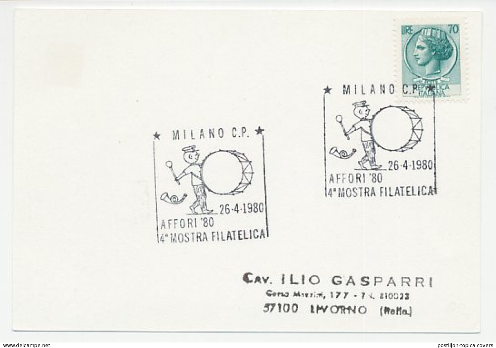 Cover / Postmark Italy 1980 Bass Drum - Musique