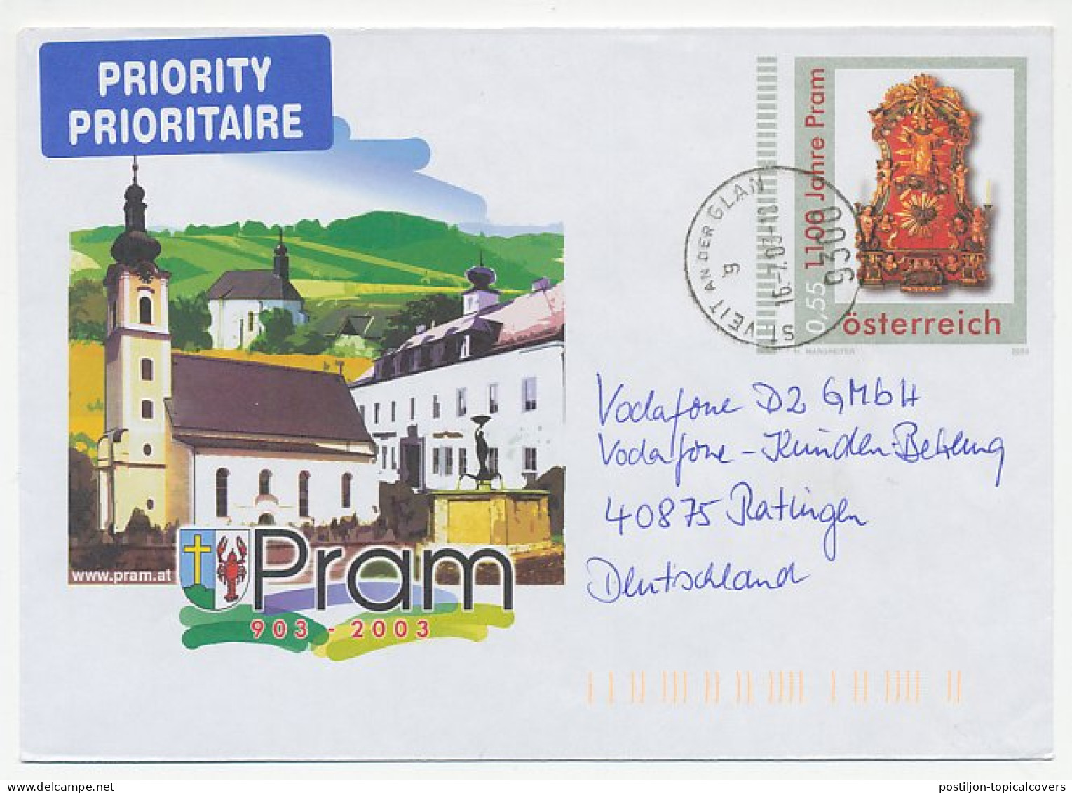 Postal Stationery Austria 2003 Church Pram - Chiese E Cattedrali