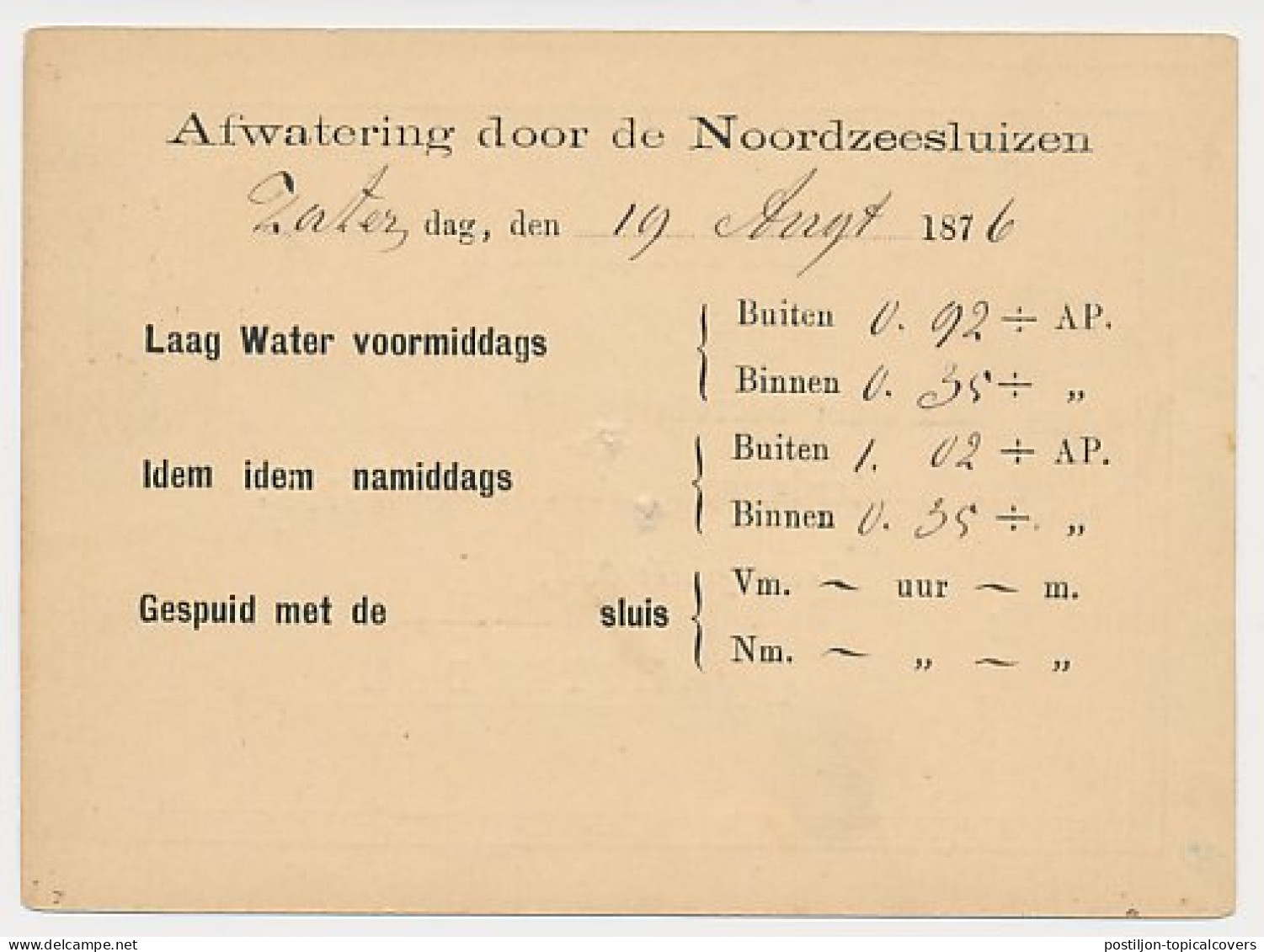 Trein Haltestempel Velsen - Amsterdam 1876 - Covers & Documents