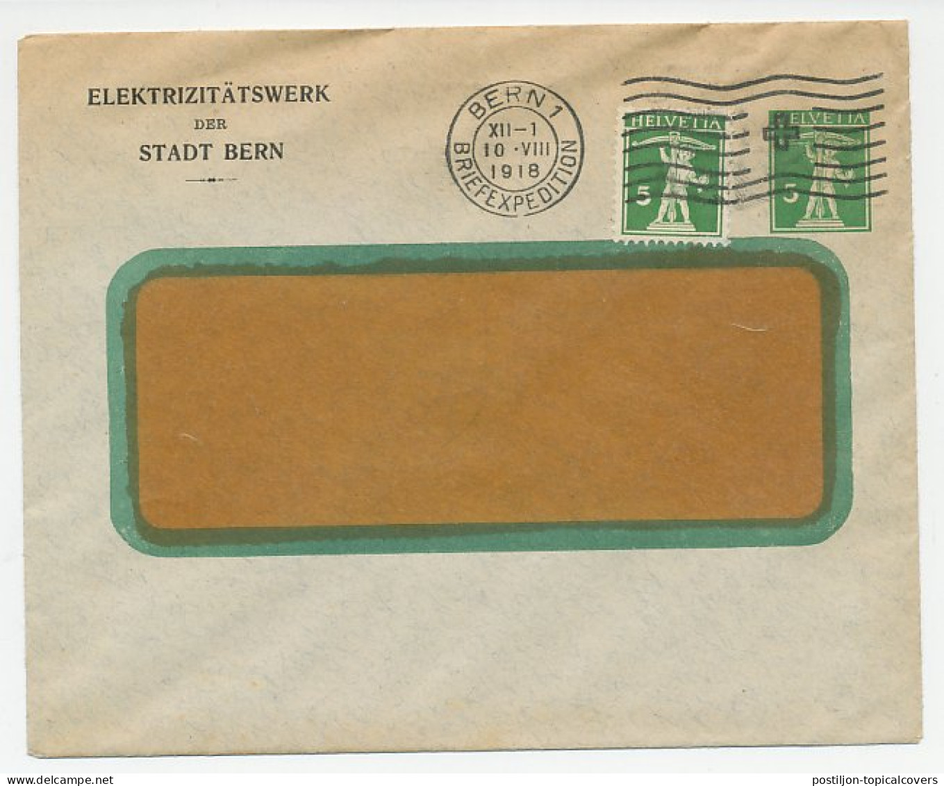 Postal Stationery Switzerland 1918 - Privately Printed Electricity Factory Bern - Electricidad