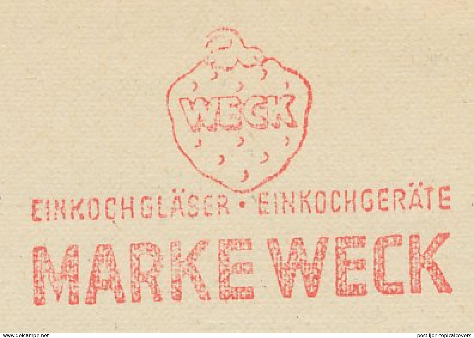 Meter Card Deutsche Post / Germany 1951 Weck Jars - Strawberry - Fruits