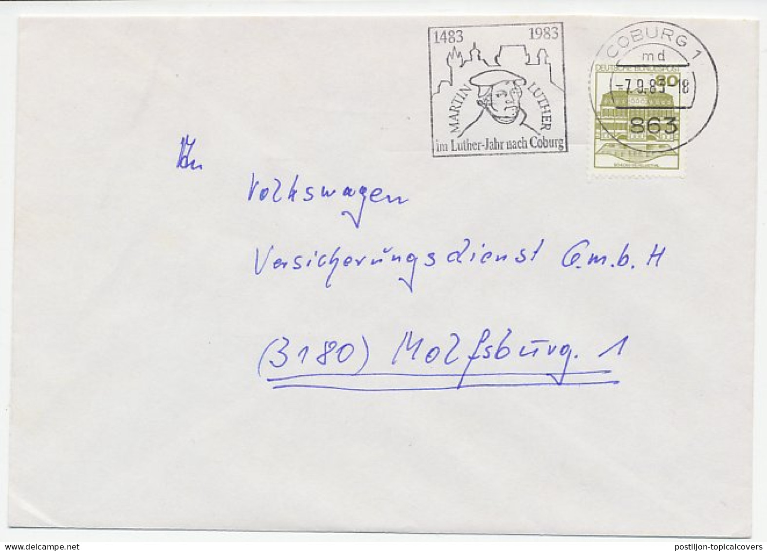 Cover / Postmark Germany 1983 Martin Luther Year  - Altri & Non Classificati