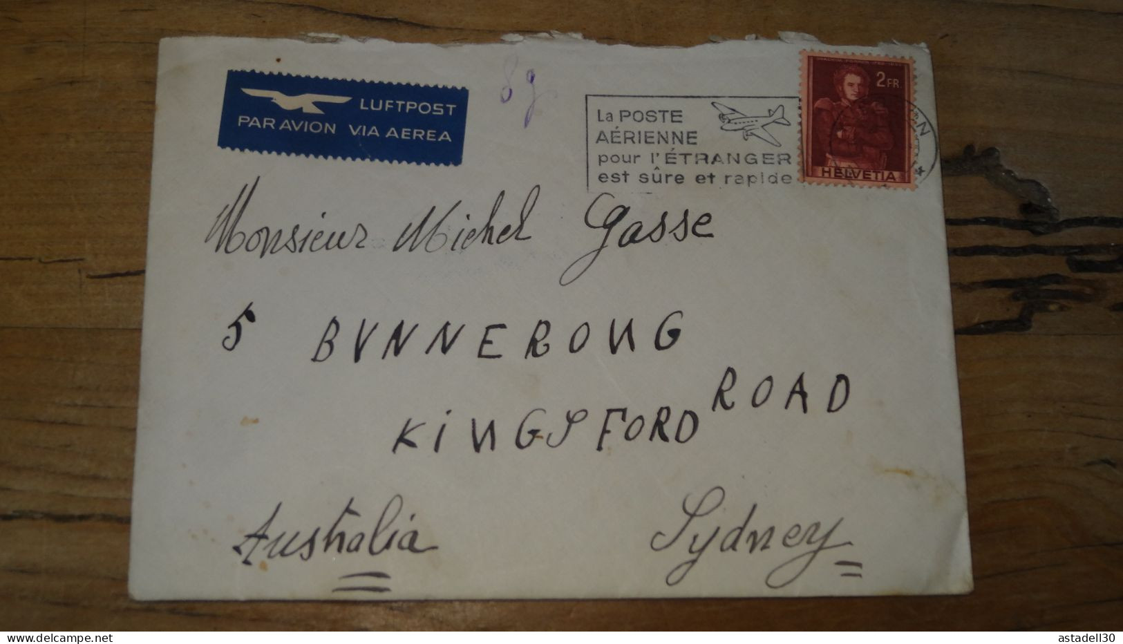 Enveloppe Avec Courrier SUISSE, Yverdon To Australia, Avion - 1951  ............ Boite1 .............. 240424-271 - Brieven En Documenten