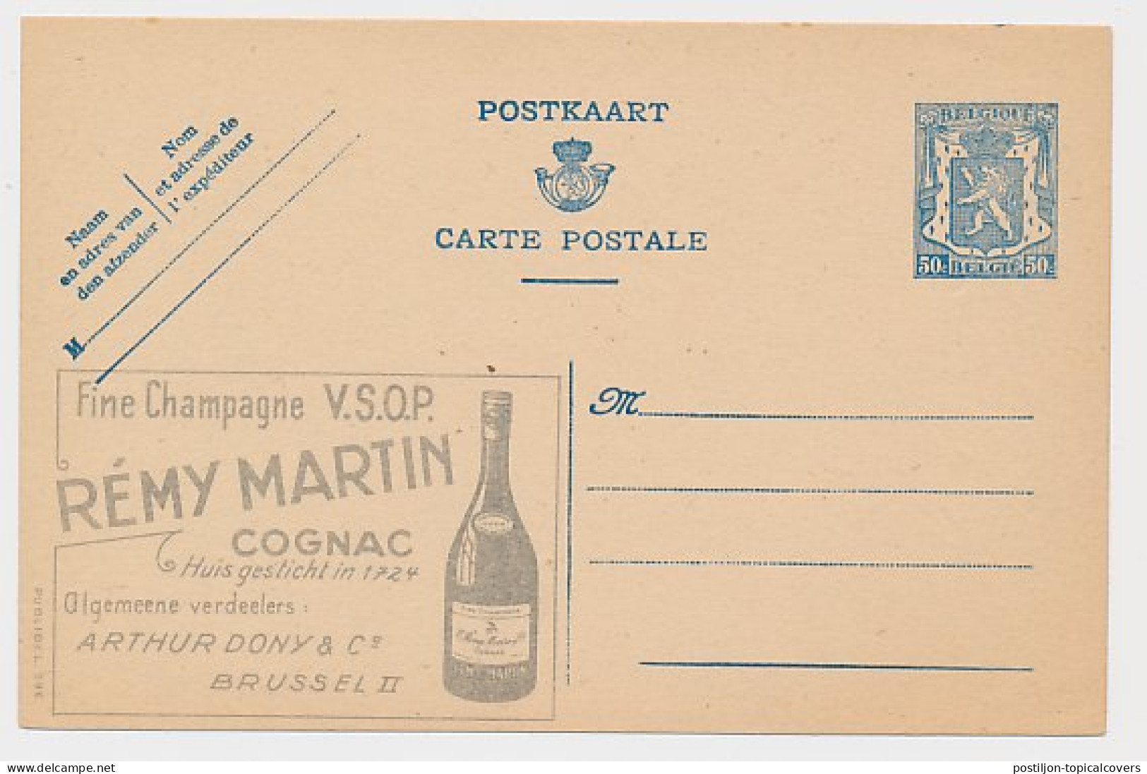 Publibel - Postal Stationery Belgium 1941 Cognac - Remy Martin - Vini E Alcolici