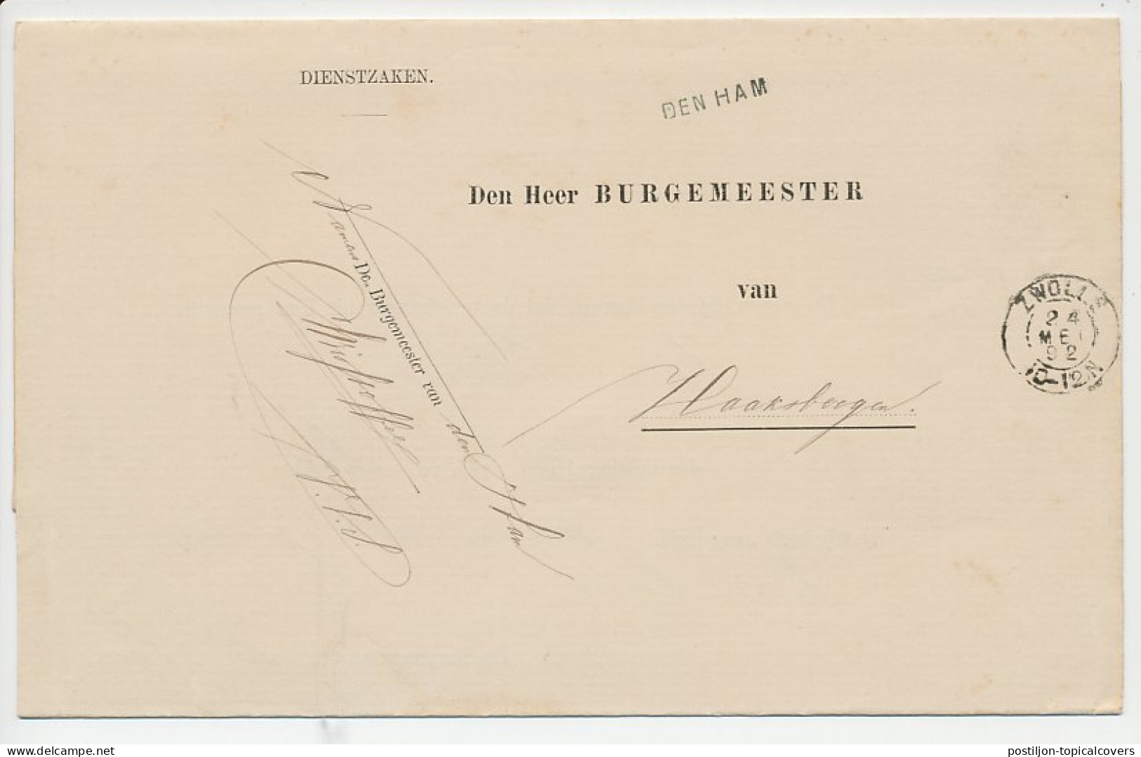 Naamstempel Den Ham 1892 - Covers & Documents