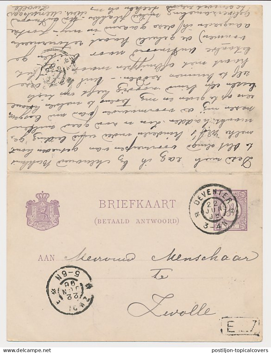 Briefkaart G. Zwolle - Deventer 1896 V.v. - Postal Stationery