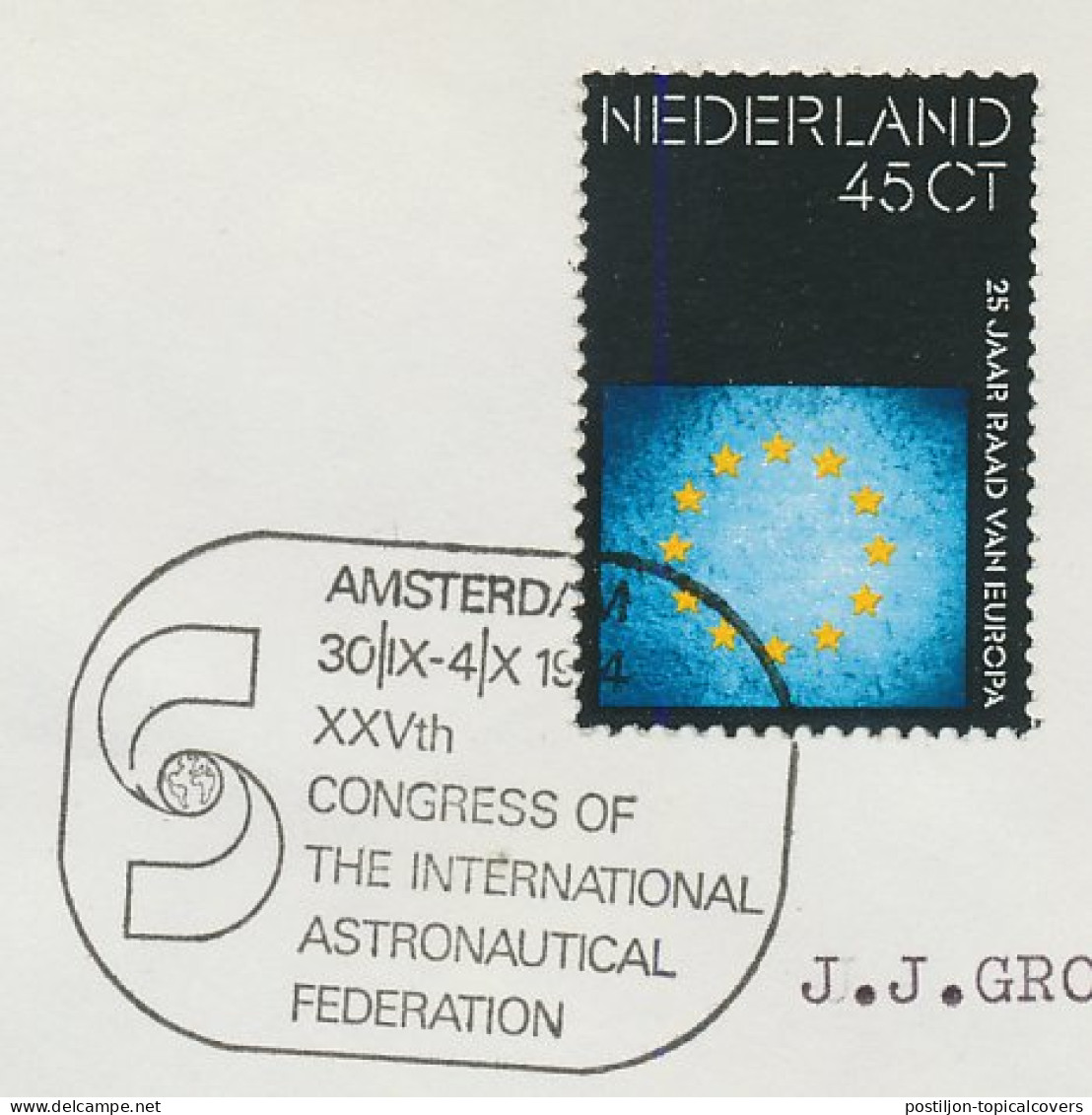 Cover / Postmark Netherlands 1974 Congress Of The International Astronautical Federation - Sterrenkunde