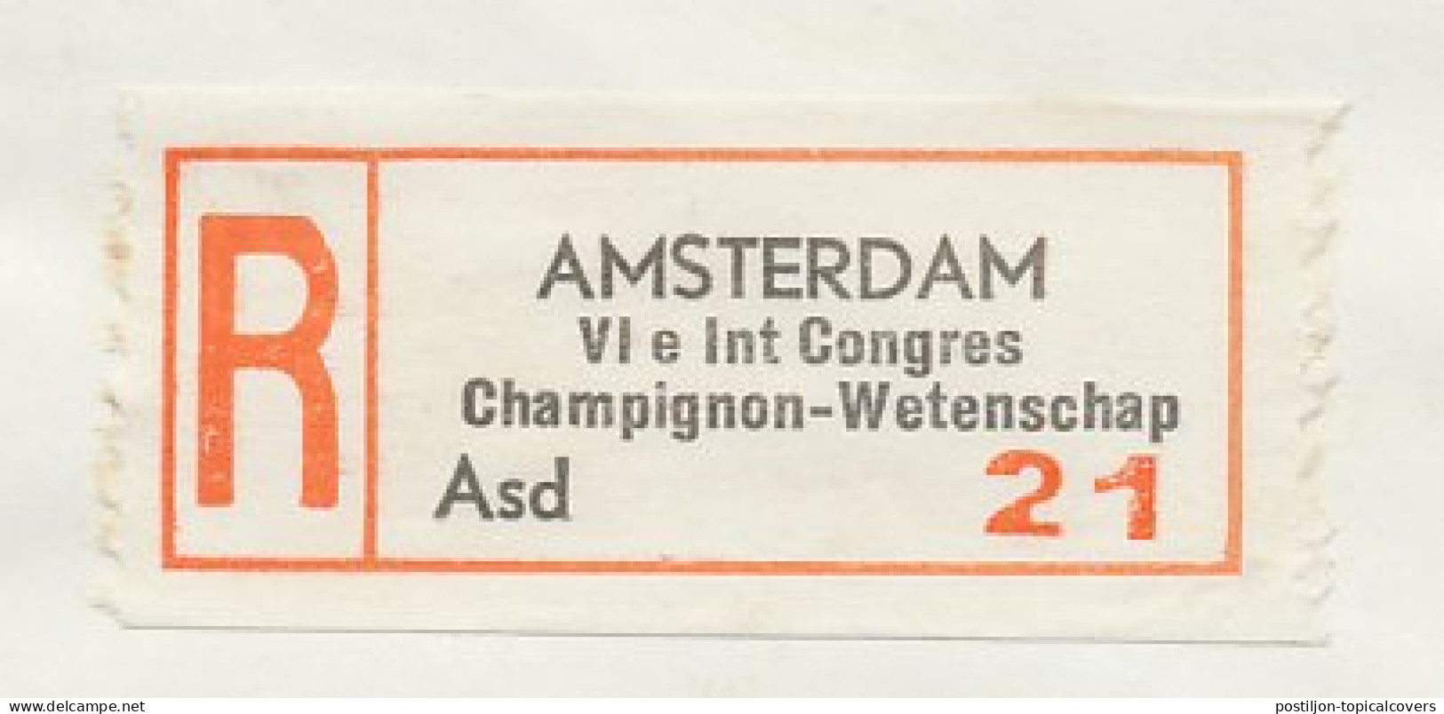Registered Cover / Special R Label Netherlands 1965 Mushroom Congress Amsterdam - Pilze