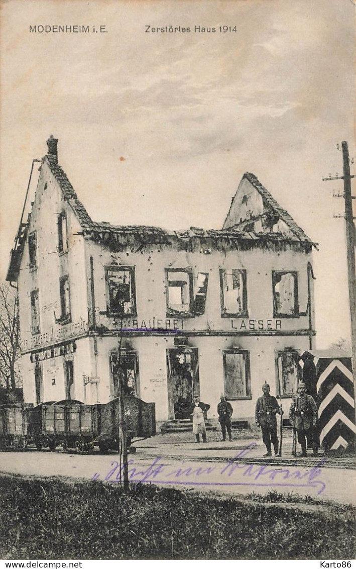 Modenheim , Quartier Mulhouse * Zerstörtes Haus 1914 * Ww1 Guerre 14/18 War * + CACHETS Au Dos - Mulhouse