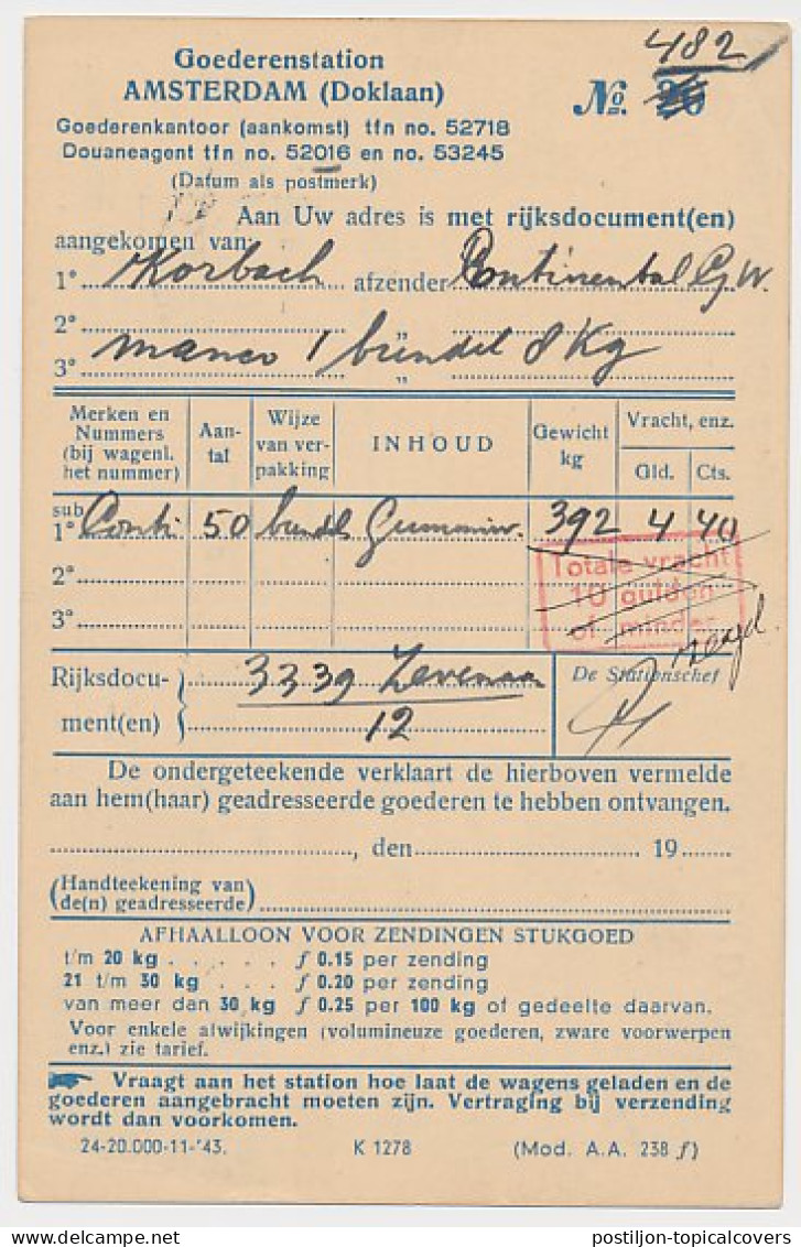 Spoorwegbriefkaart G. NS269 D - Locaal Te Amsterdam 1944 - Material Postal