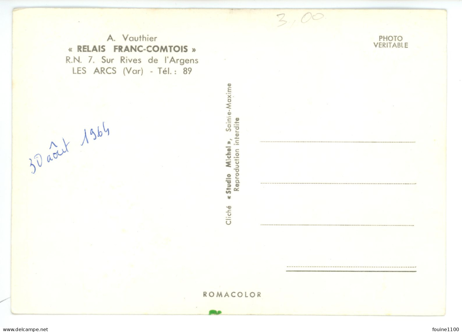 Carte ( Format 15 X 10,5 Cm ) LES ARCS A. Vauthier Relais Franc Comtois - Les Arcs