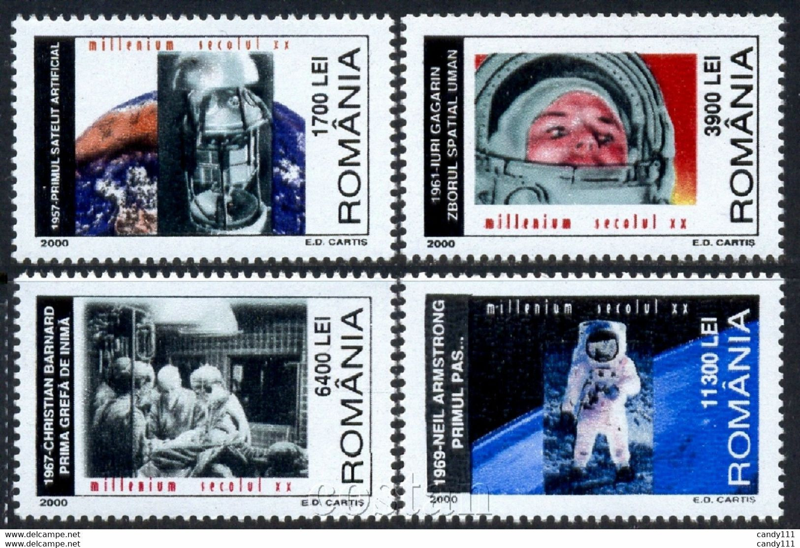 2000 Gagarin, Dr.Barnard/ Medicine/heart Transplant, Apollo11, Space, Romania, 5509MNH - Ungebraucht
